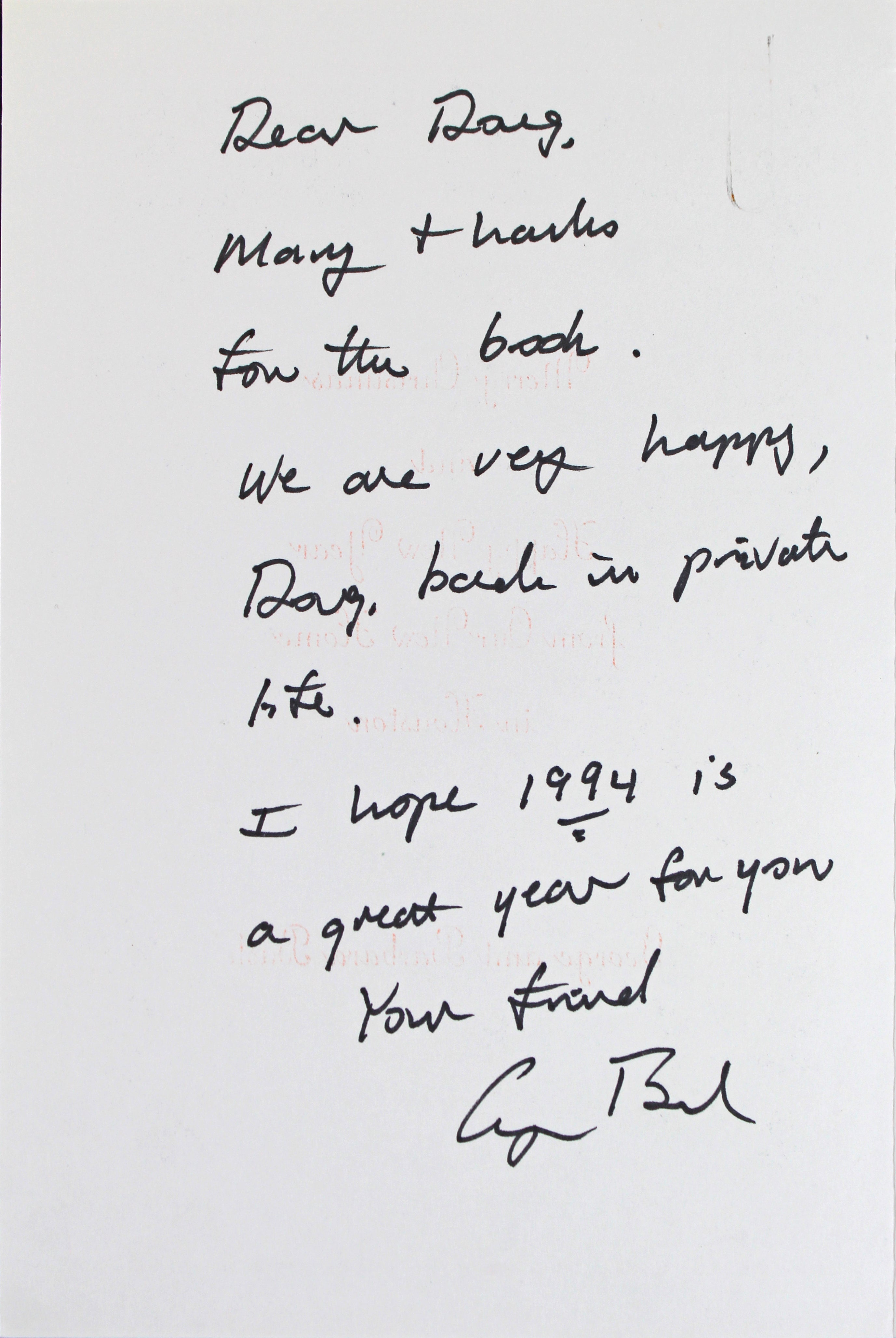 George H.W. Bush Authentic Signed Holiday Greeting Card Autographed BAS #A57636