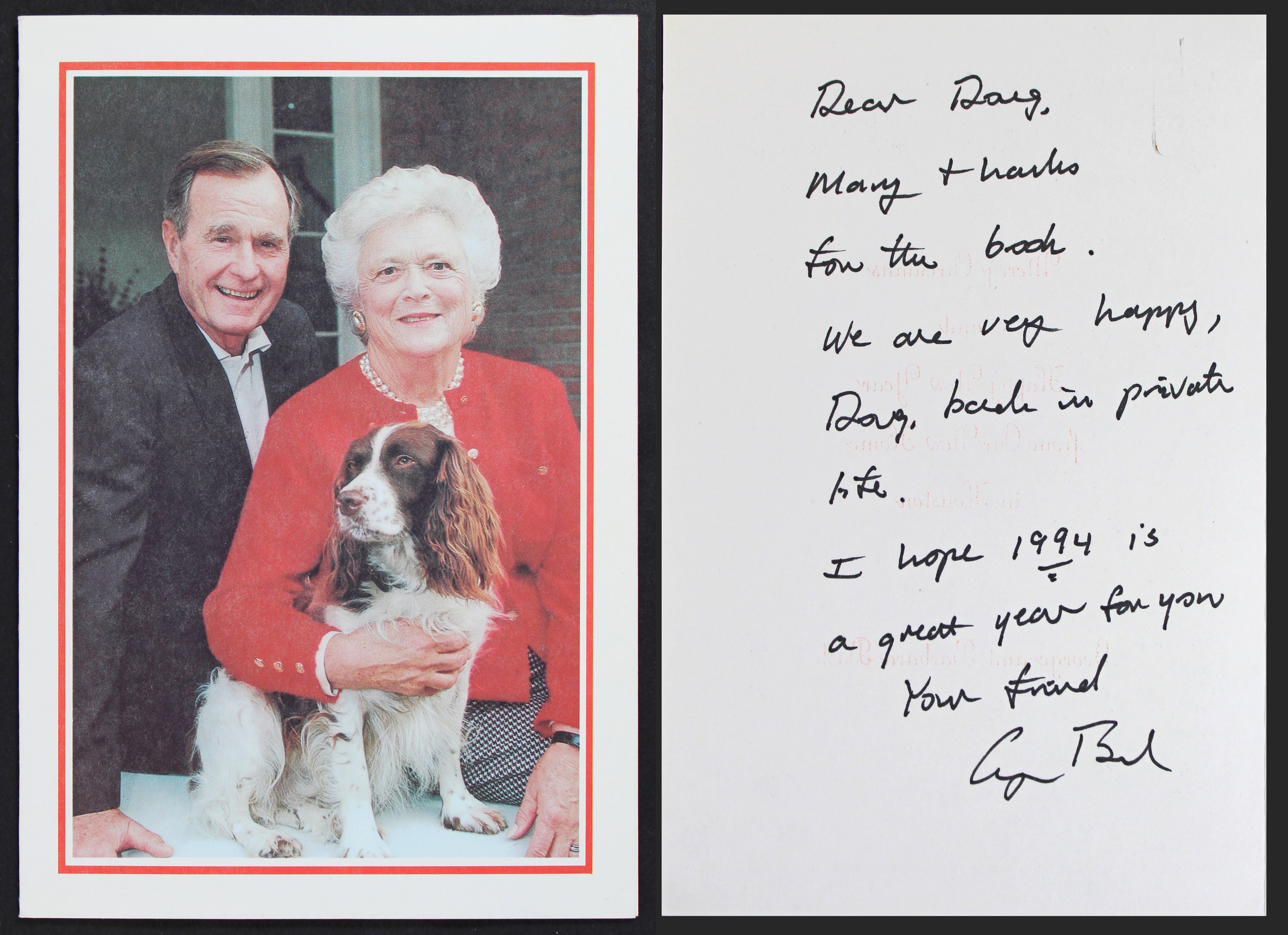 George H.W. Bush Authentic Signed Holiday Greeting Card Autographed BAS #A57636