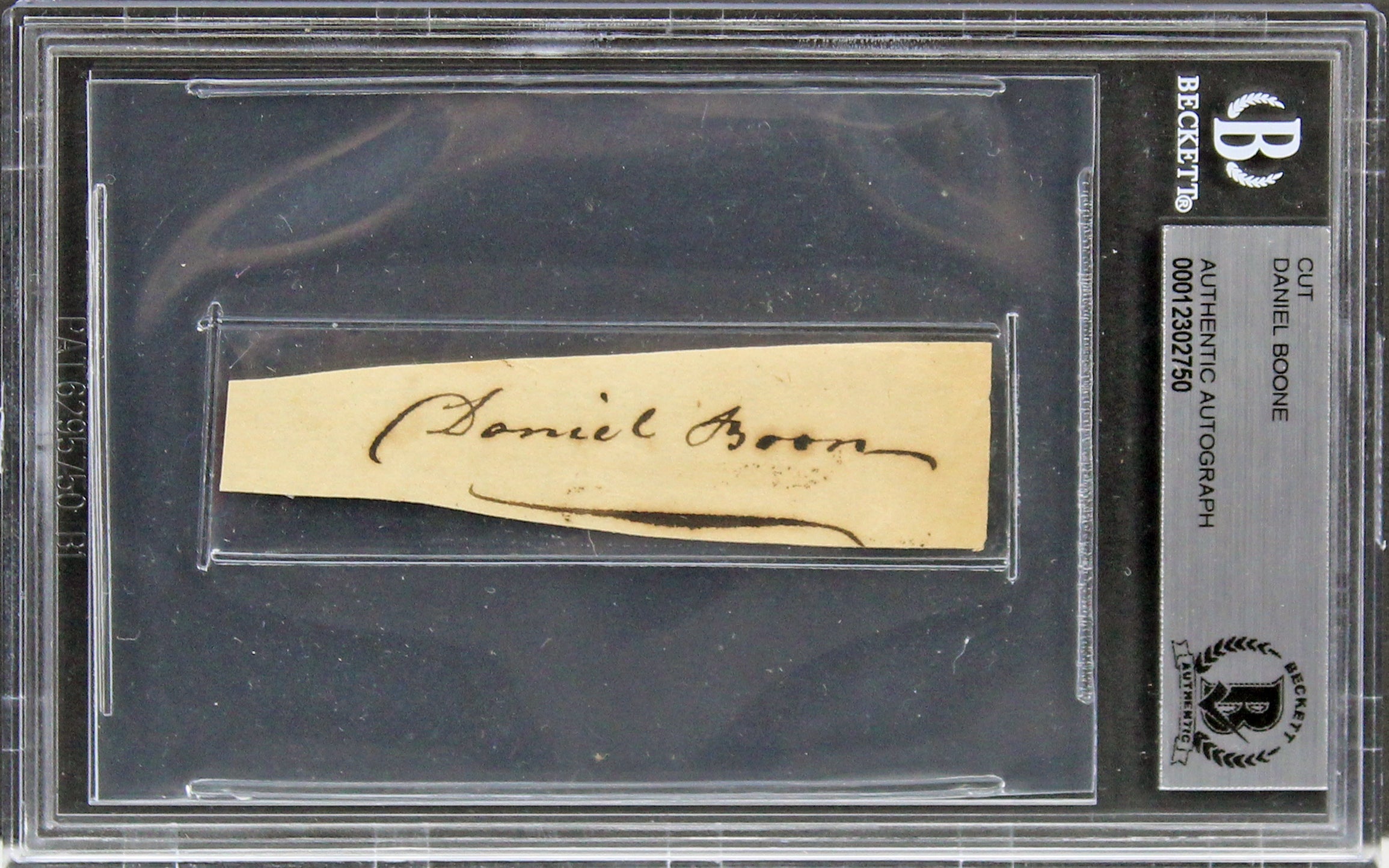 Daniel Boone Authentic Signed .75x2.85 Cut Signature Autographed BAS Slabbed