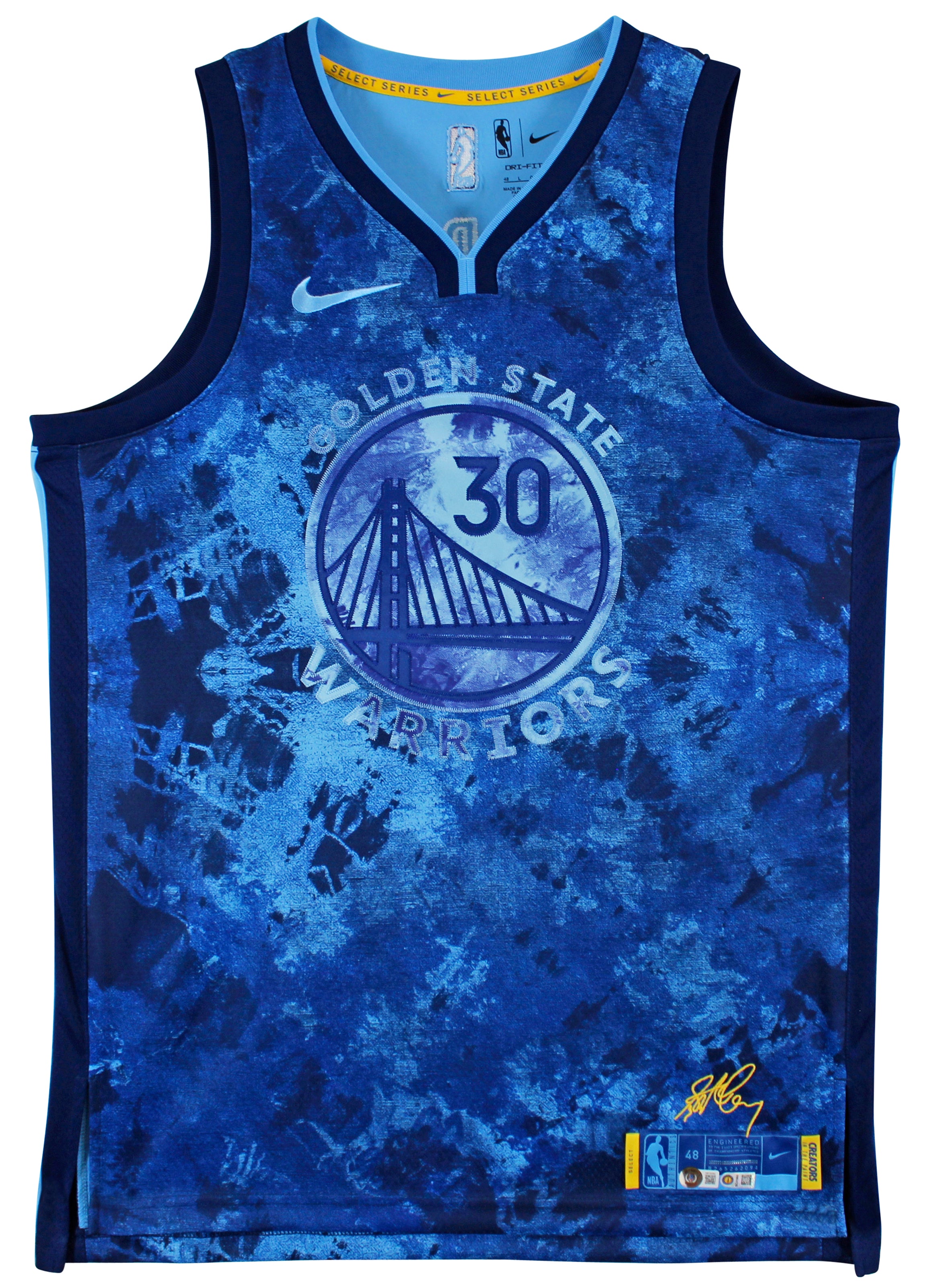 Warriors Stephen Curry Signed Blue Creators in The Paint Nike Jersey BAS Witness