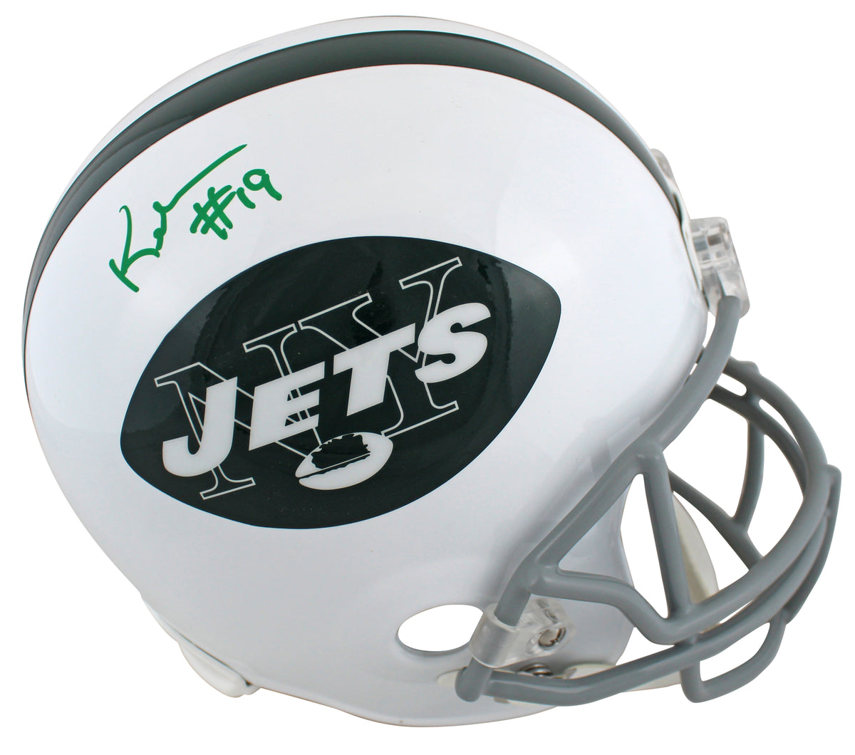 Jets Keyshawn Johnson Signed Vintage 65-77 Throwback Full Size Rep Helmet JSA