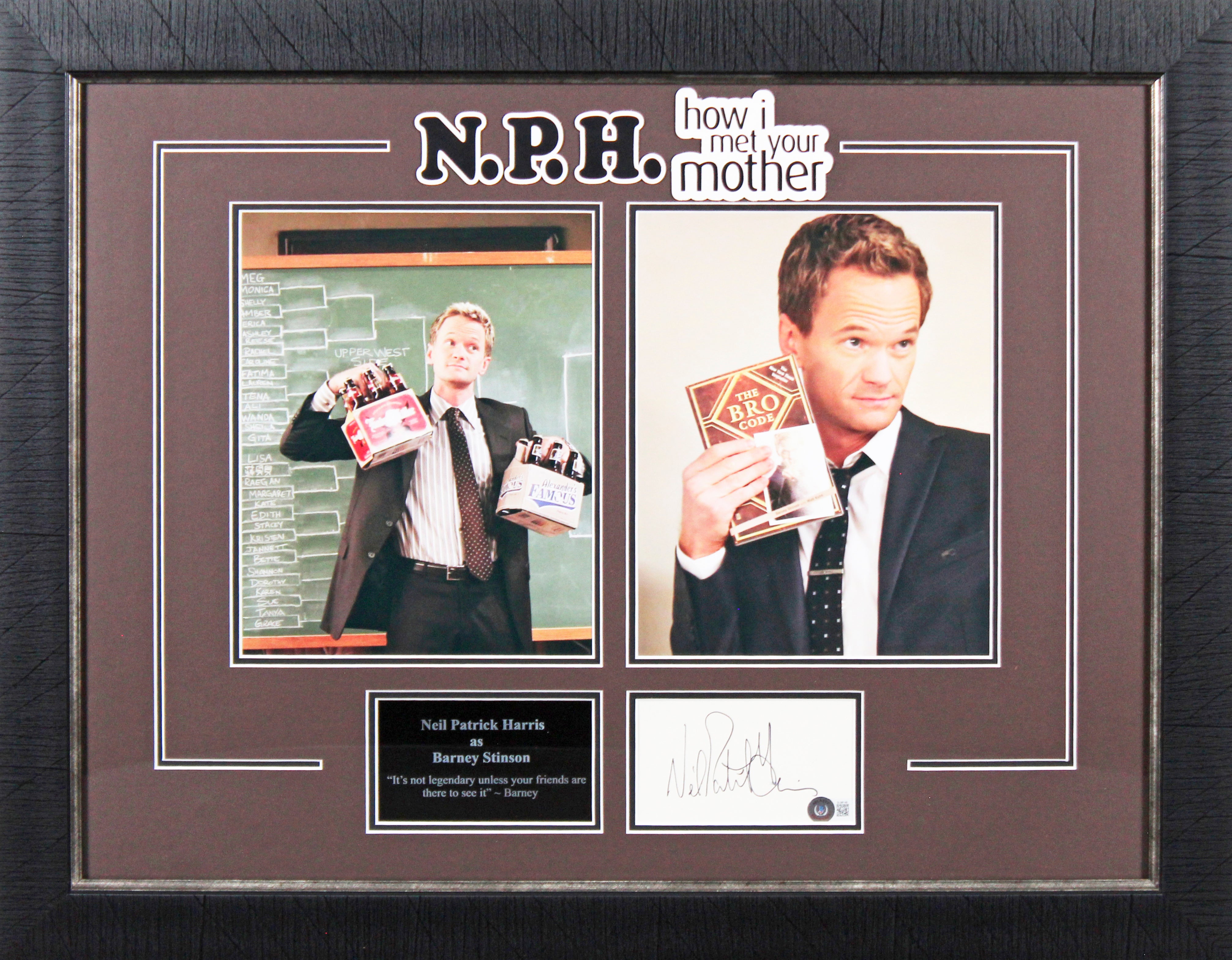 Neil Patrick Harris How I Met Your Mother Signed & Framed 3x5 Index Card BAS