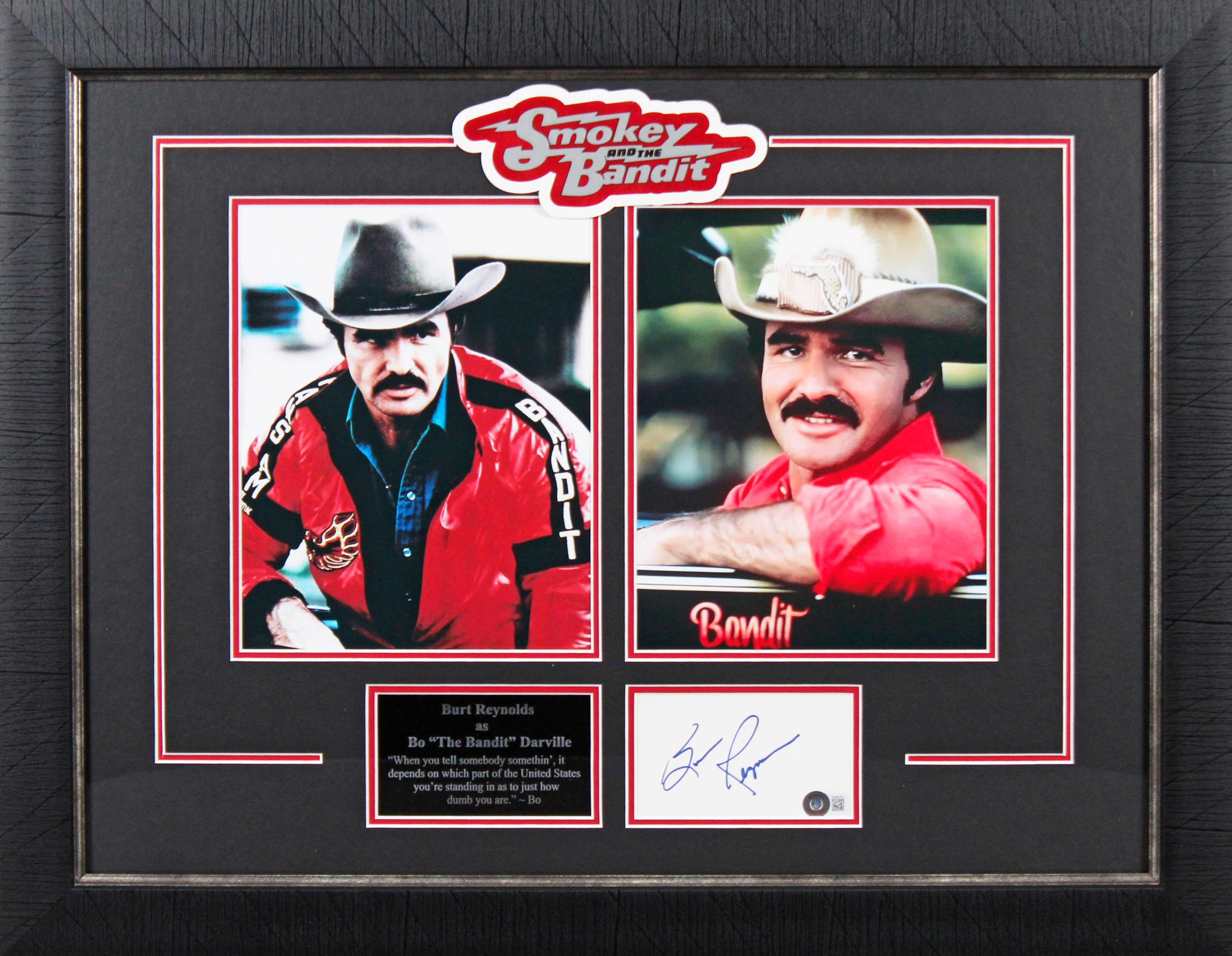 Burt Reynolds Smokey and the Bandit Authentic Signed & Framed 3x5 Index Card BAS