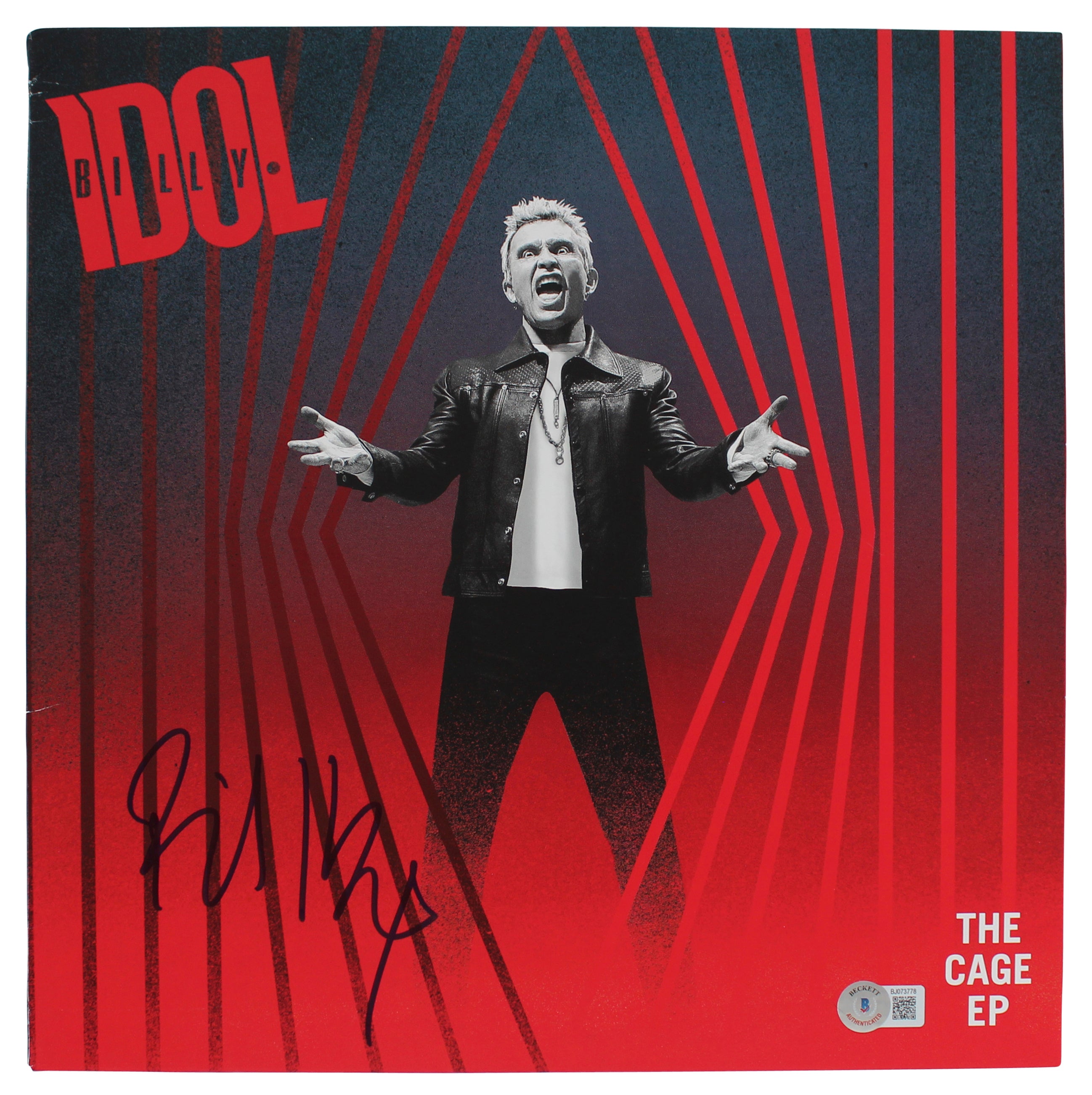 Billy Idol Authentic Signed The Cage EP Album Cover W/ Vinyl BAS #BJ073778