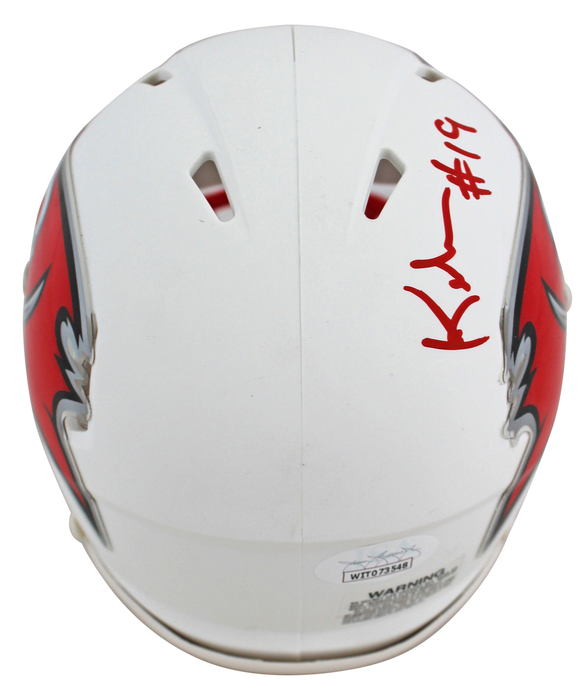Buccaneers Keyshawn Johnson Signed Flat White Speed Mini Helmet JSA Witness