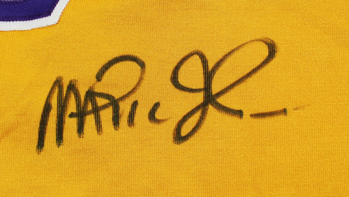 Lakers Magic Johnson Signed Yellow Nike Warmup Shirt BAS Witnessed #W205615