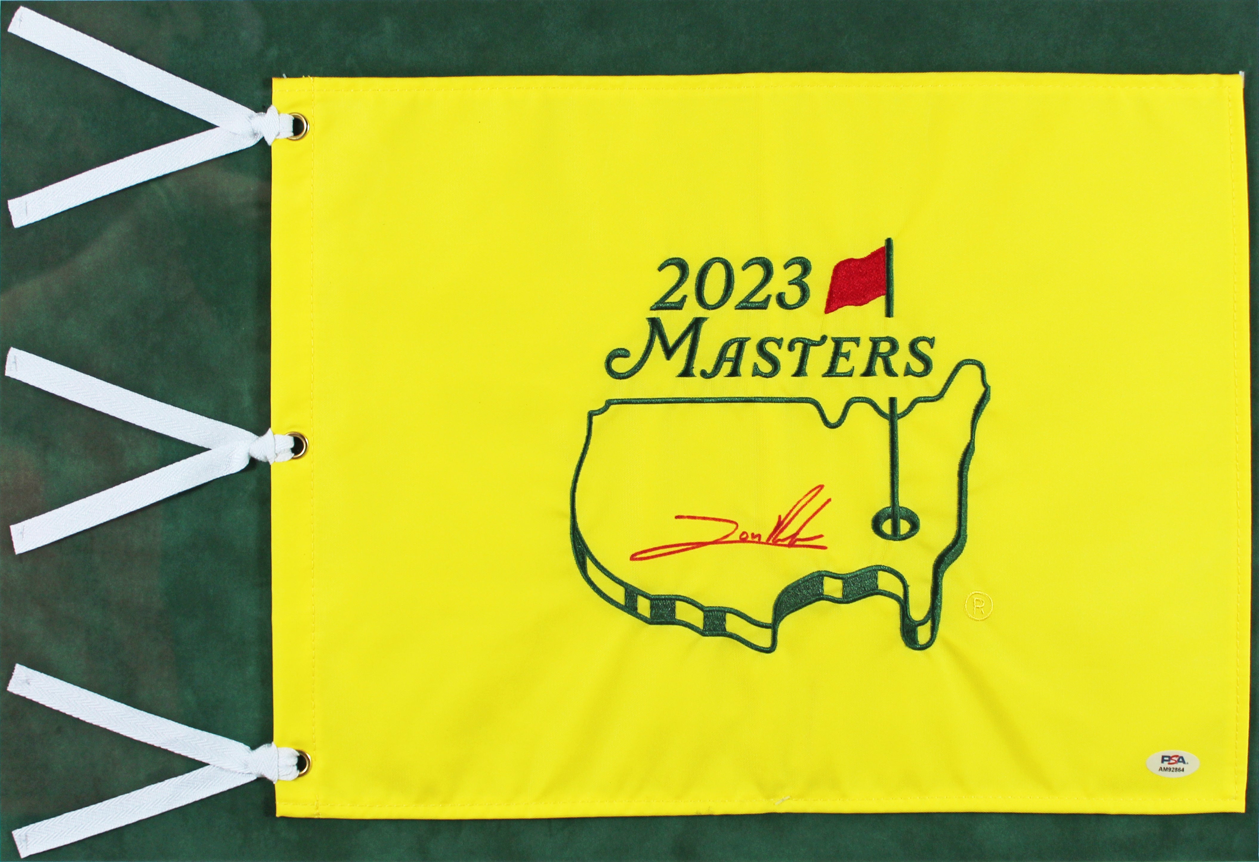 Jon Rahm Authentic Signed & Framed 2023 Masters Pin Flag PSA/DNA #AM92864