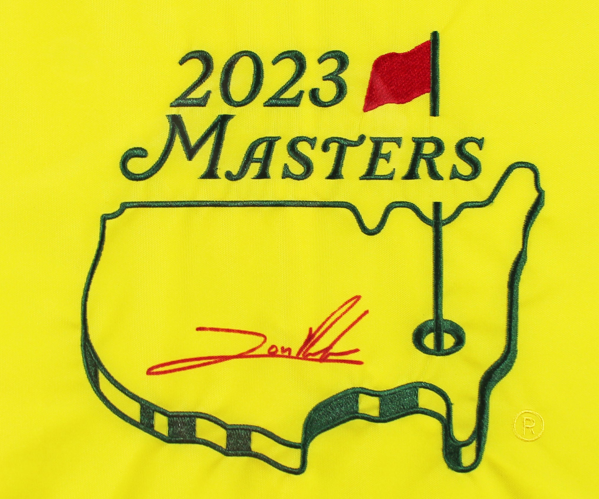 Jon Rahm Authentic Signed & Framed 2023 Masters Pin Flag PSA/DNA #AM92864