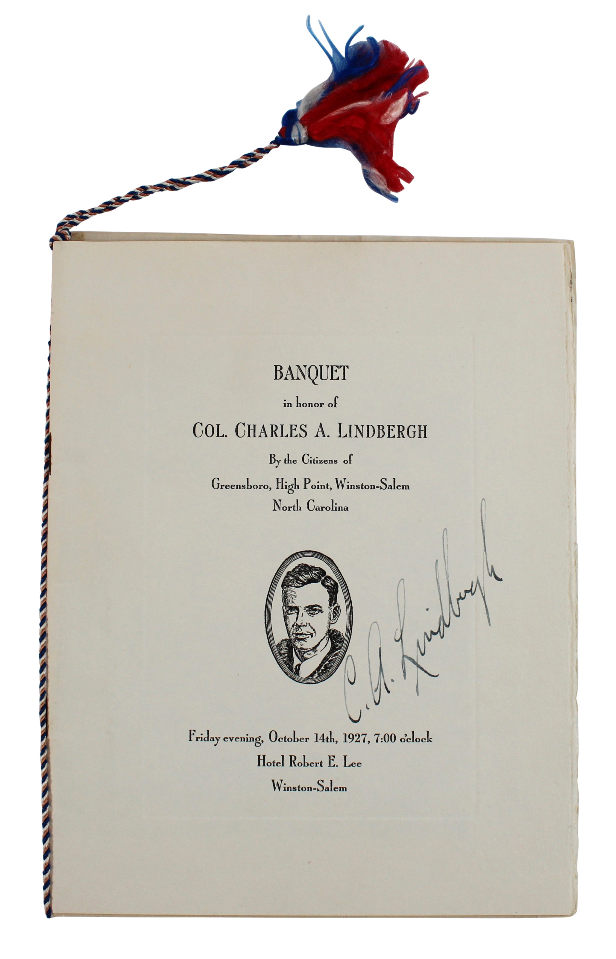 Charles Lindbergh Authentic Signed 6x8 1927 Banquet Program BAS #AB63814