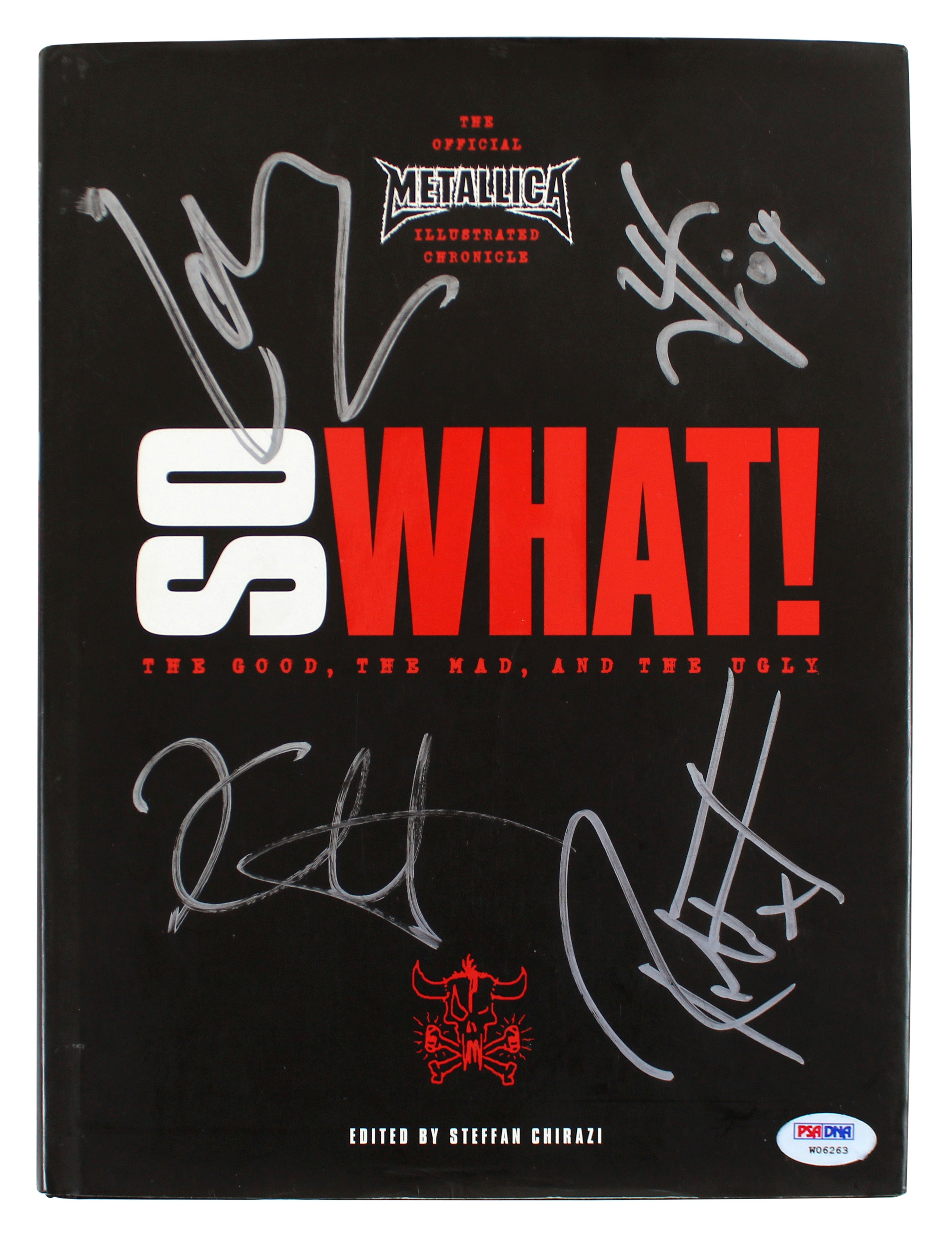 Metallica (4) Hetfield, Ulrich, Hammett & Trujillo Signed So What! Book PSA/DNA