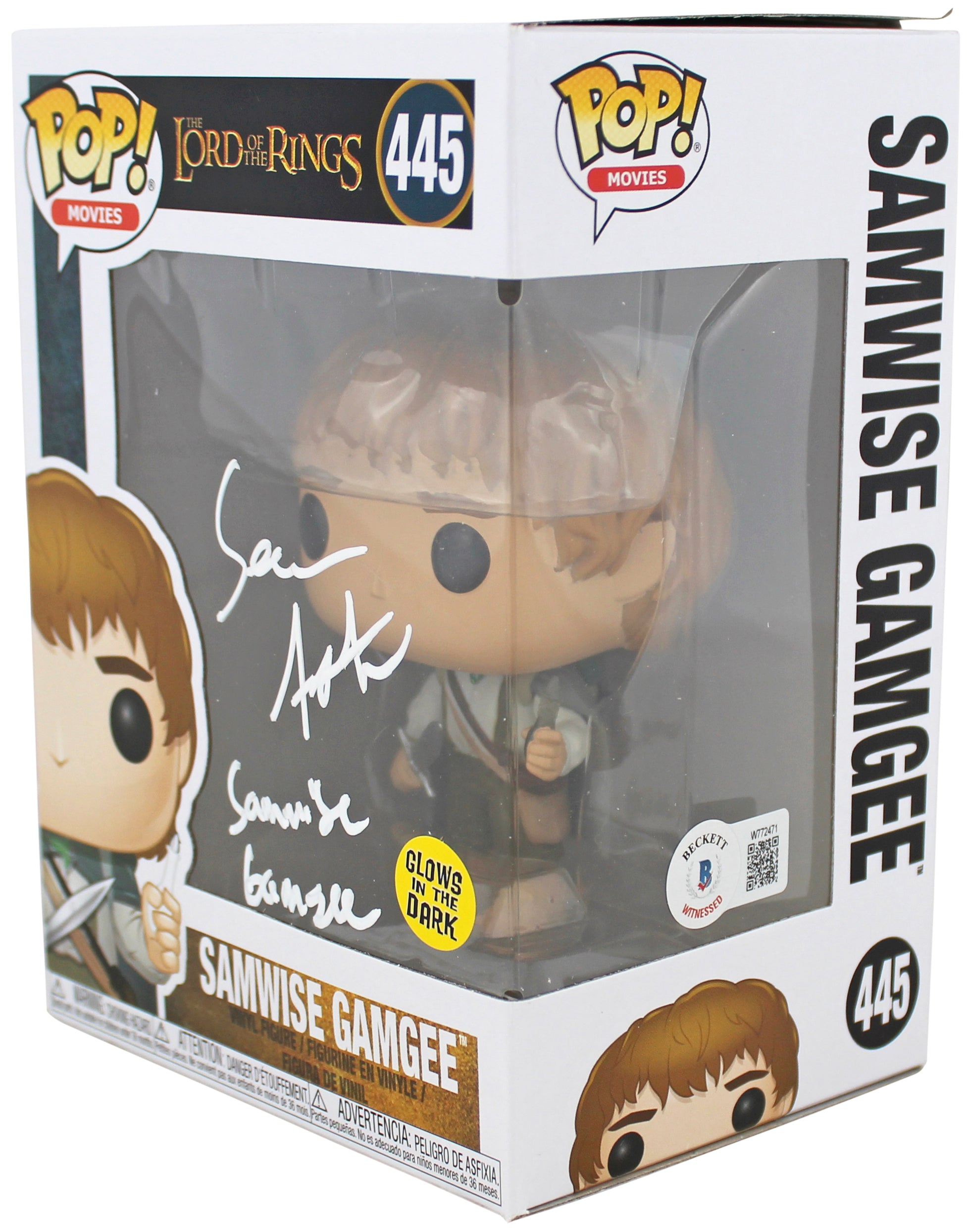 Sean Astin LOTR "Sam Gamgee" Signed Funko Pop Vinyl Figure w/ White Sig BAS Wit