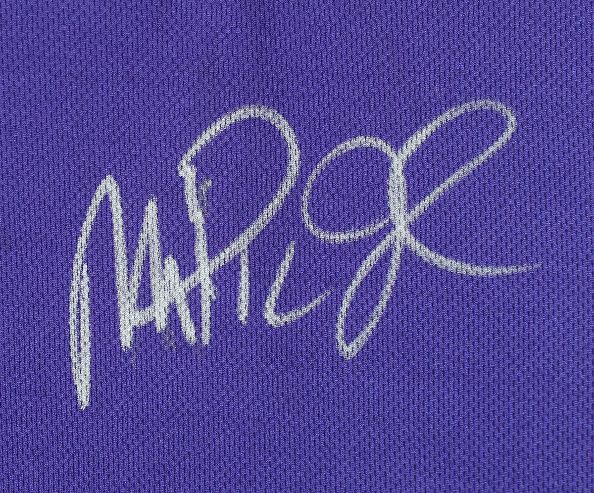 Lakers Magic Johnson Signed Purple Nike Warmup Shirt BAS Witnessed #W205618