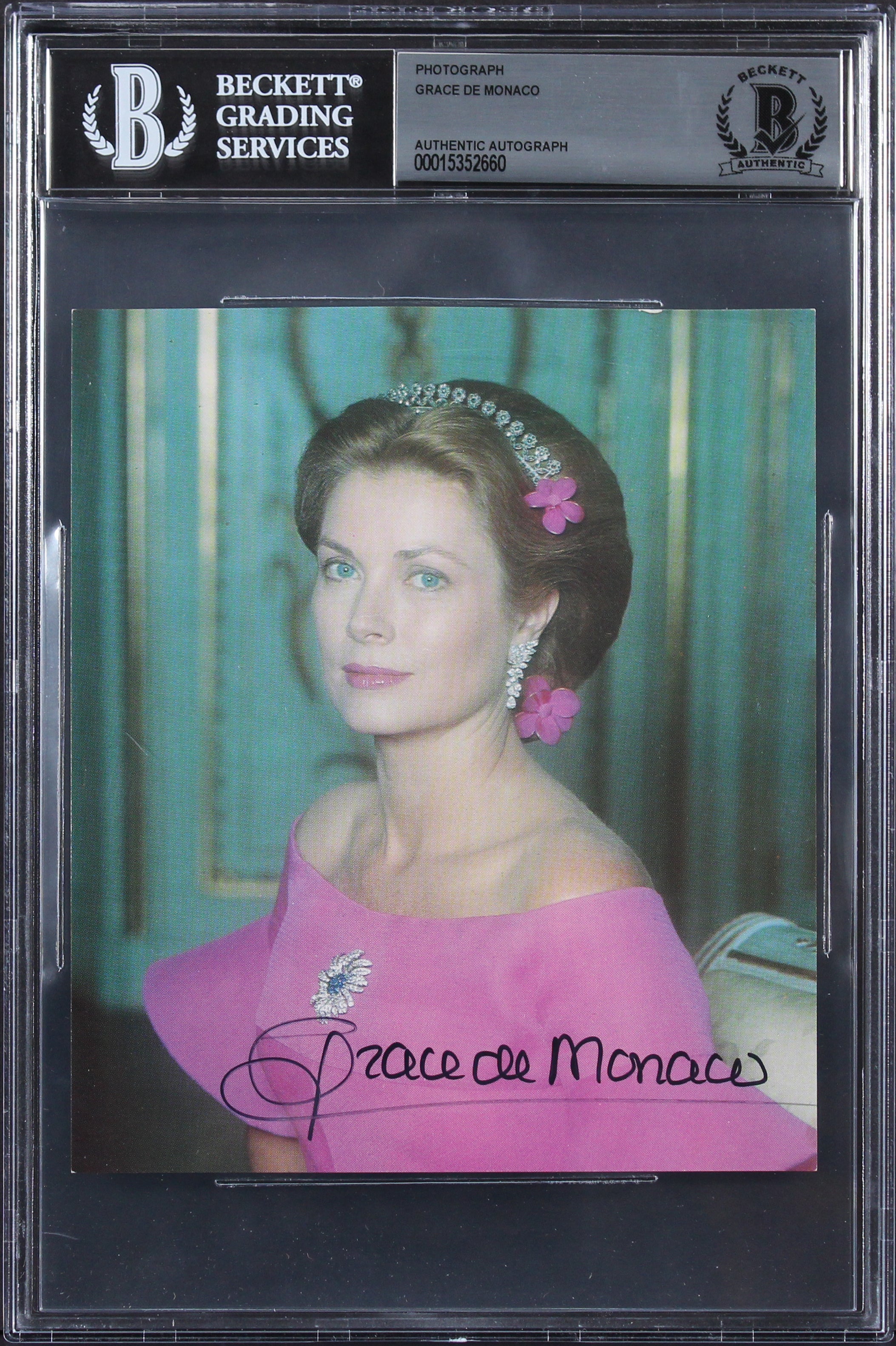 Grace Kelly Grace De Monaco Authentic Signed 5x5.75 Photo BAS Slabbed