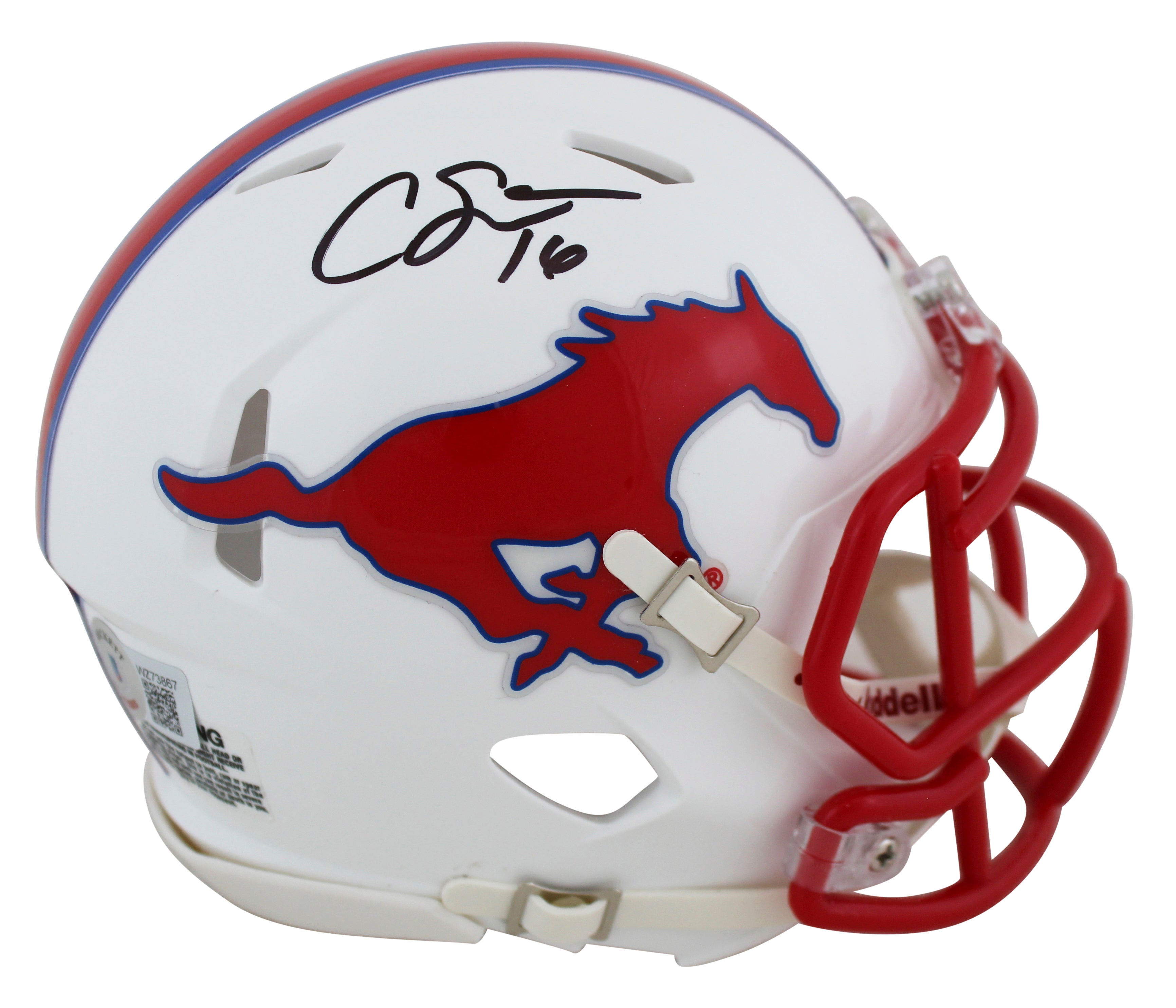 SMU Courtland Sutton Authentic Signed Speed Mini Helmet BAS Witnessed