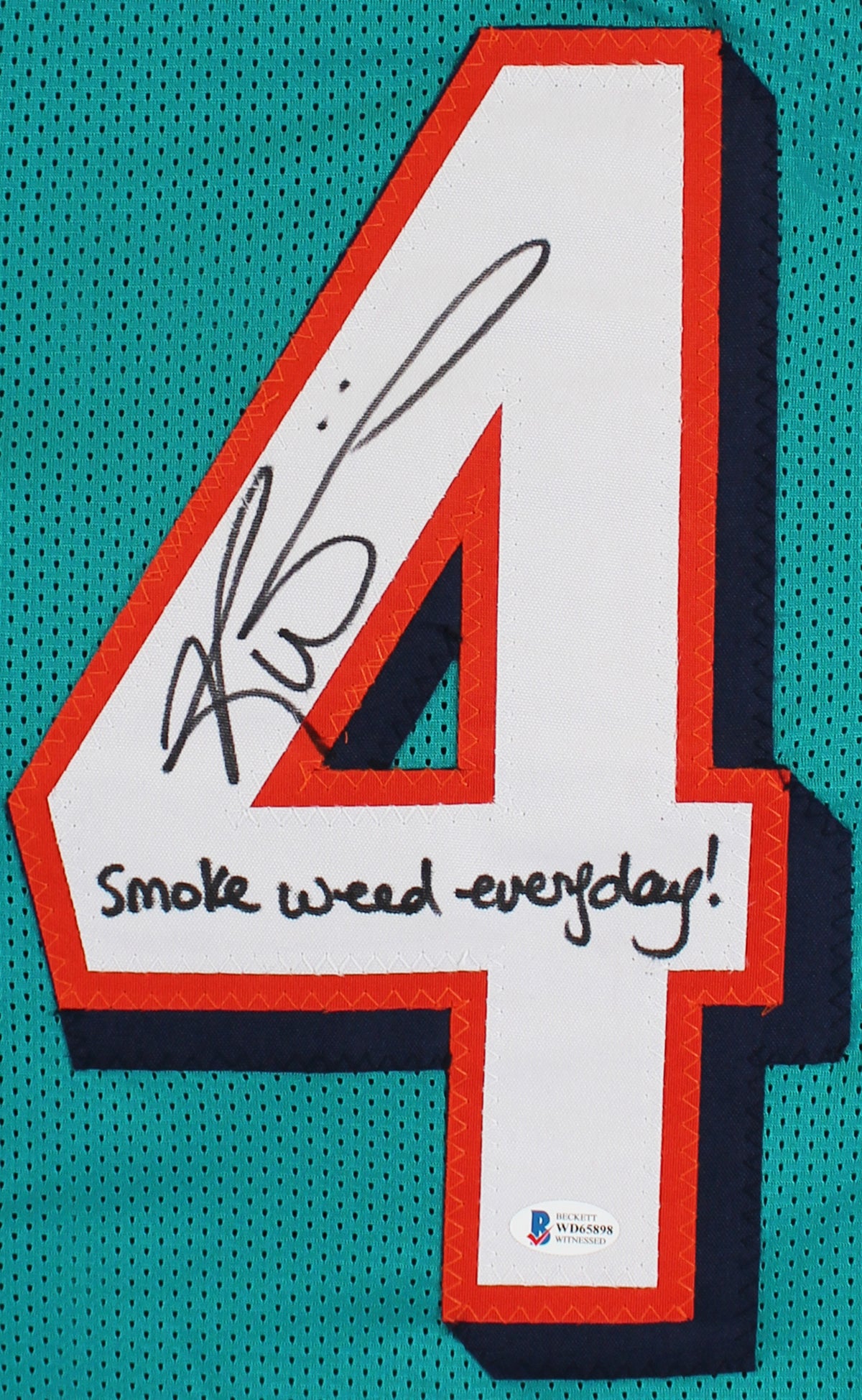 Ricky Williams "SWE" Signed Teal Pro Style Jersey Autographed BAS Witnessed