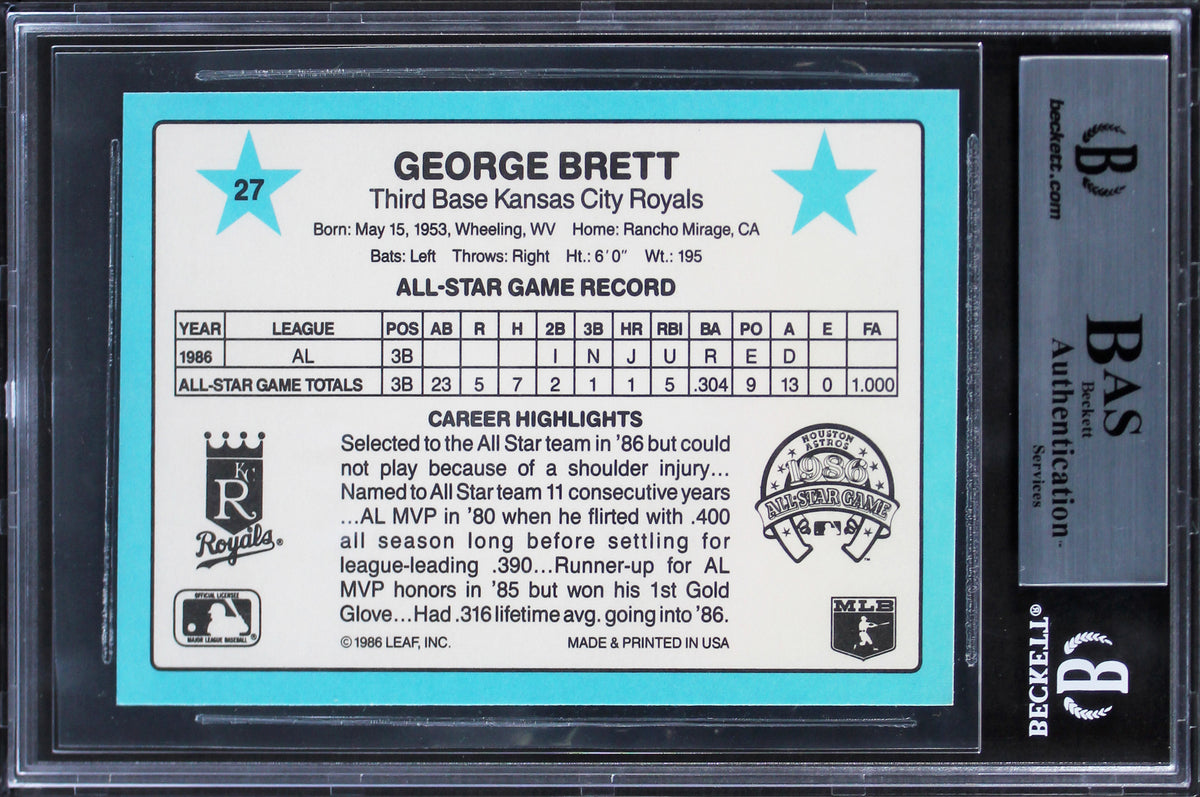 Royals George Brett Authentic Signed 1987 Donruss All-Stars #27 Card BAS Slabbed