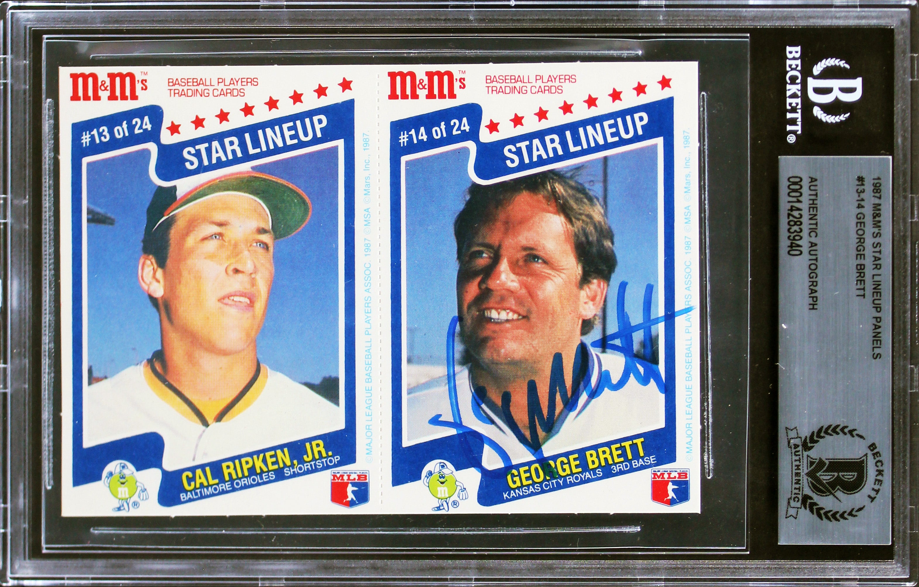 Royals George Brett  Signed 1987 M&M's Star Lineup Panels #13-14 Card BAS Slabbed