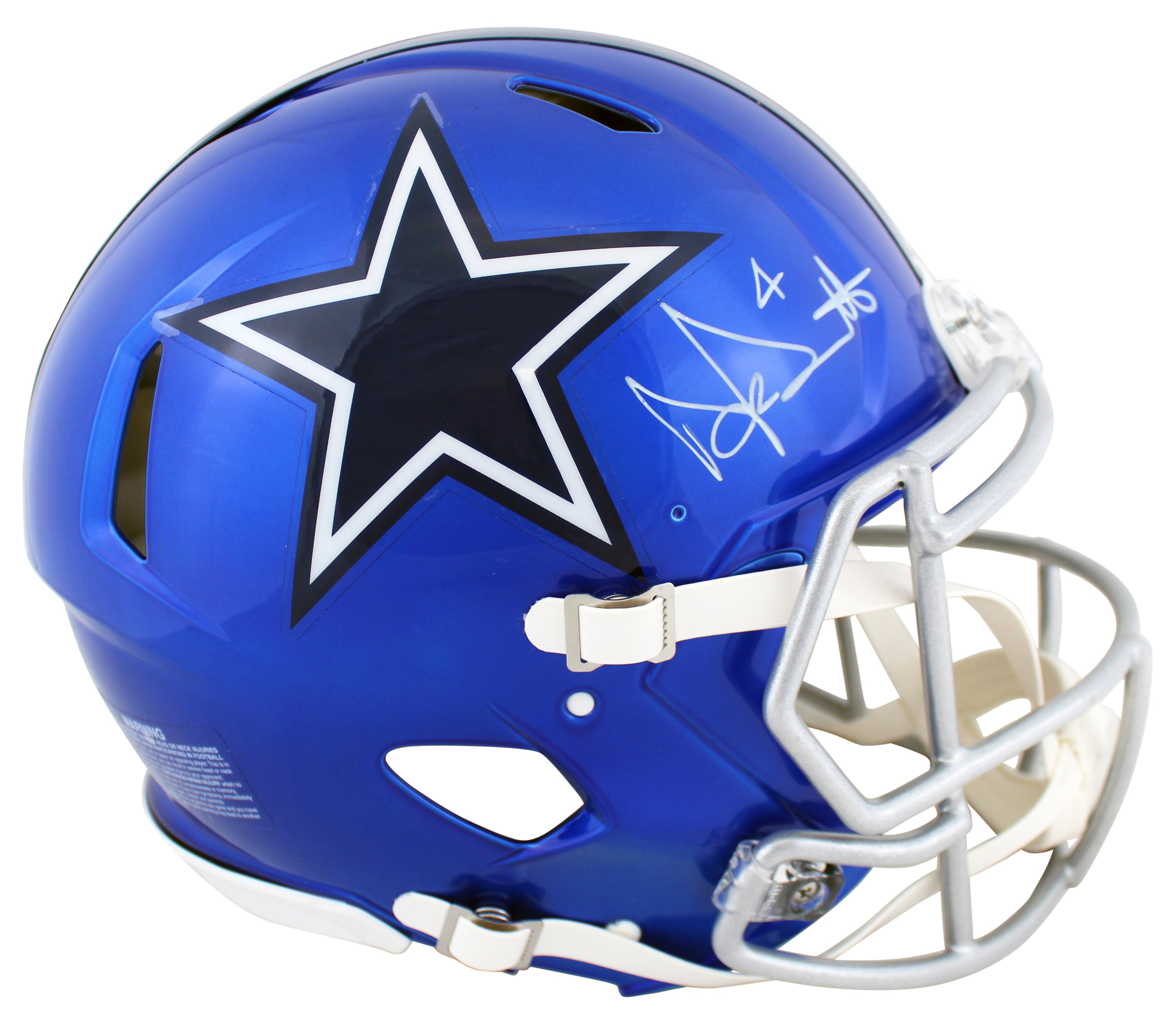 Cowboys Dak Prescott Signed Flash Full Size Speed Proline Helmet BAS Witnessed