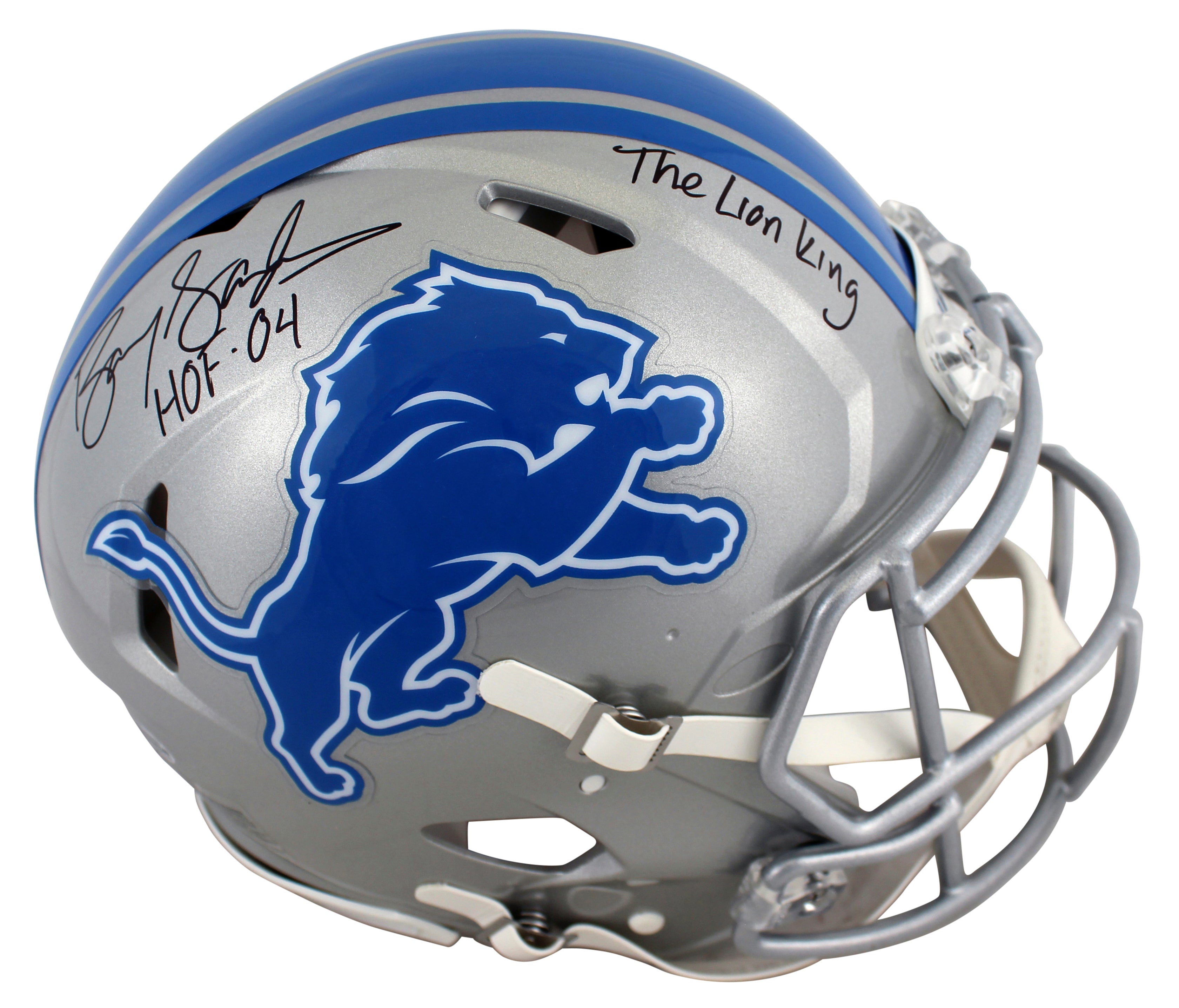 Lions Barry Sanders "2x Insc" Signed Full Size Speed Proline Helmet BAS