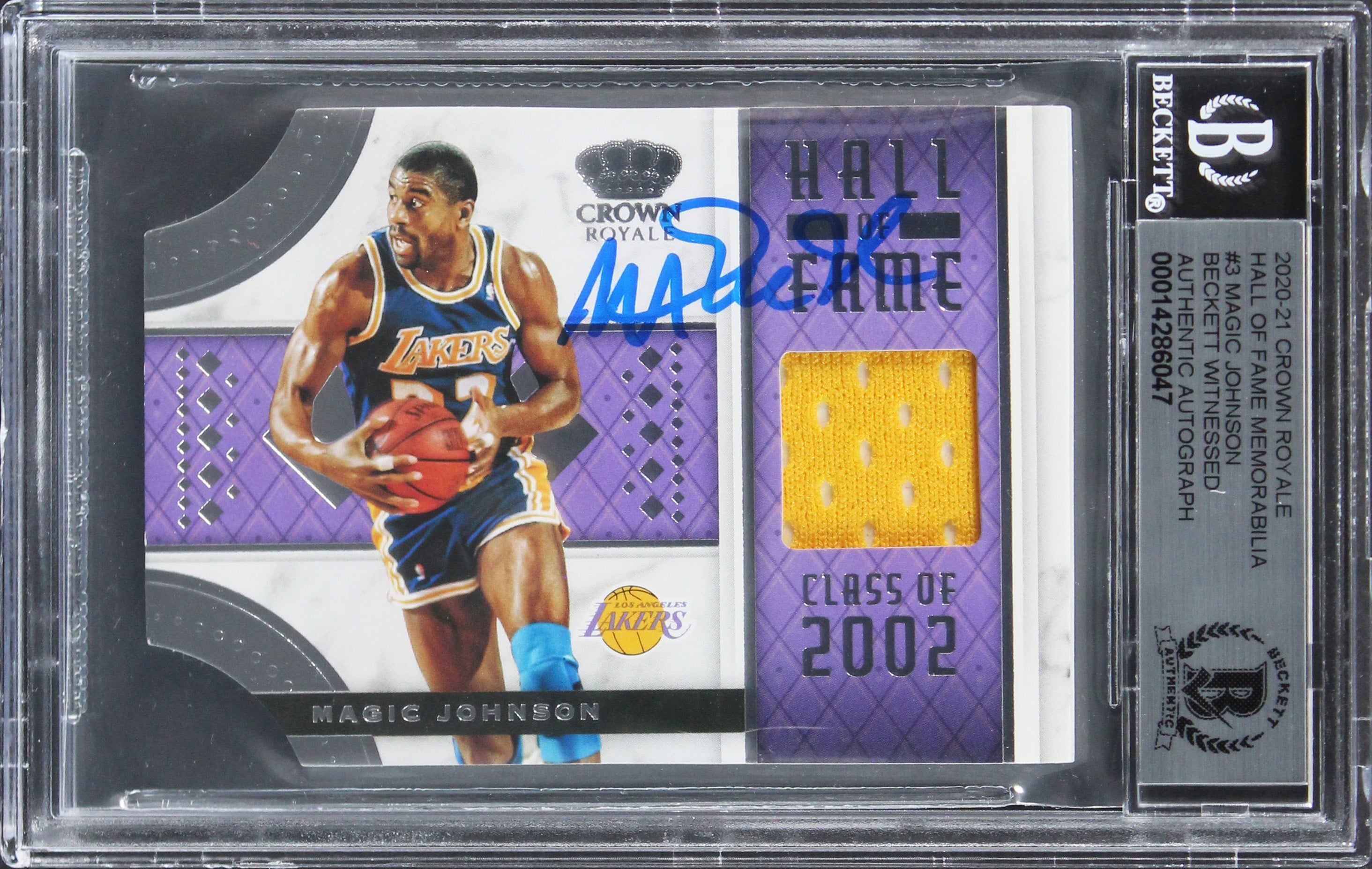 Magic Johnson  Signed 2020 Crown Royale HOF Mem #3 Card Auto 10! BAS Slabbed 2