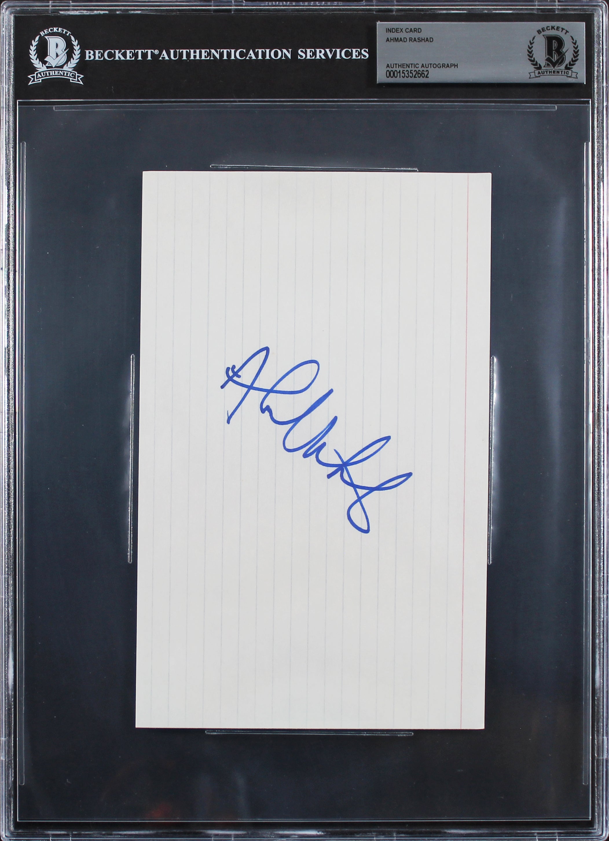 Ahmad Rashad Authentic Signed 5x8 Index Card Autographed BAS Slabbed