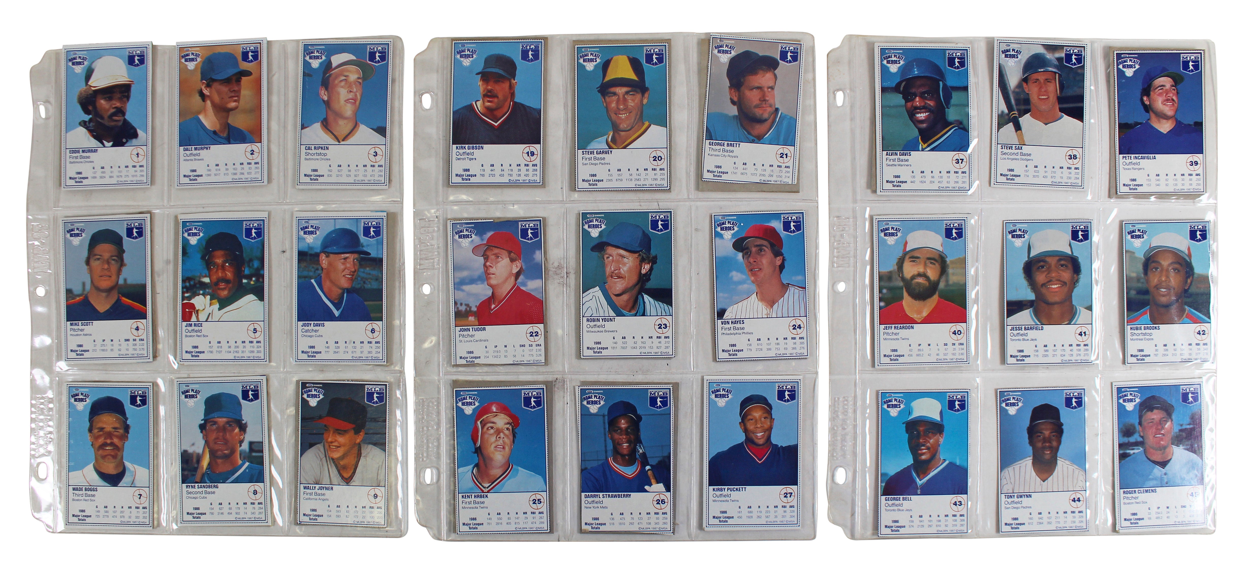 1987 Kraft Home Plate Heroes Complete Trading Card Set Un-signed