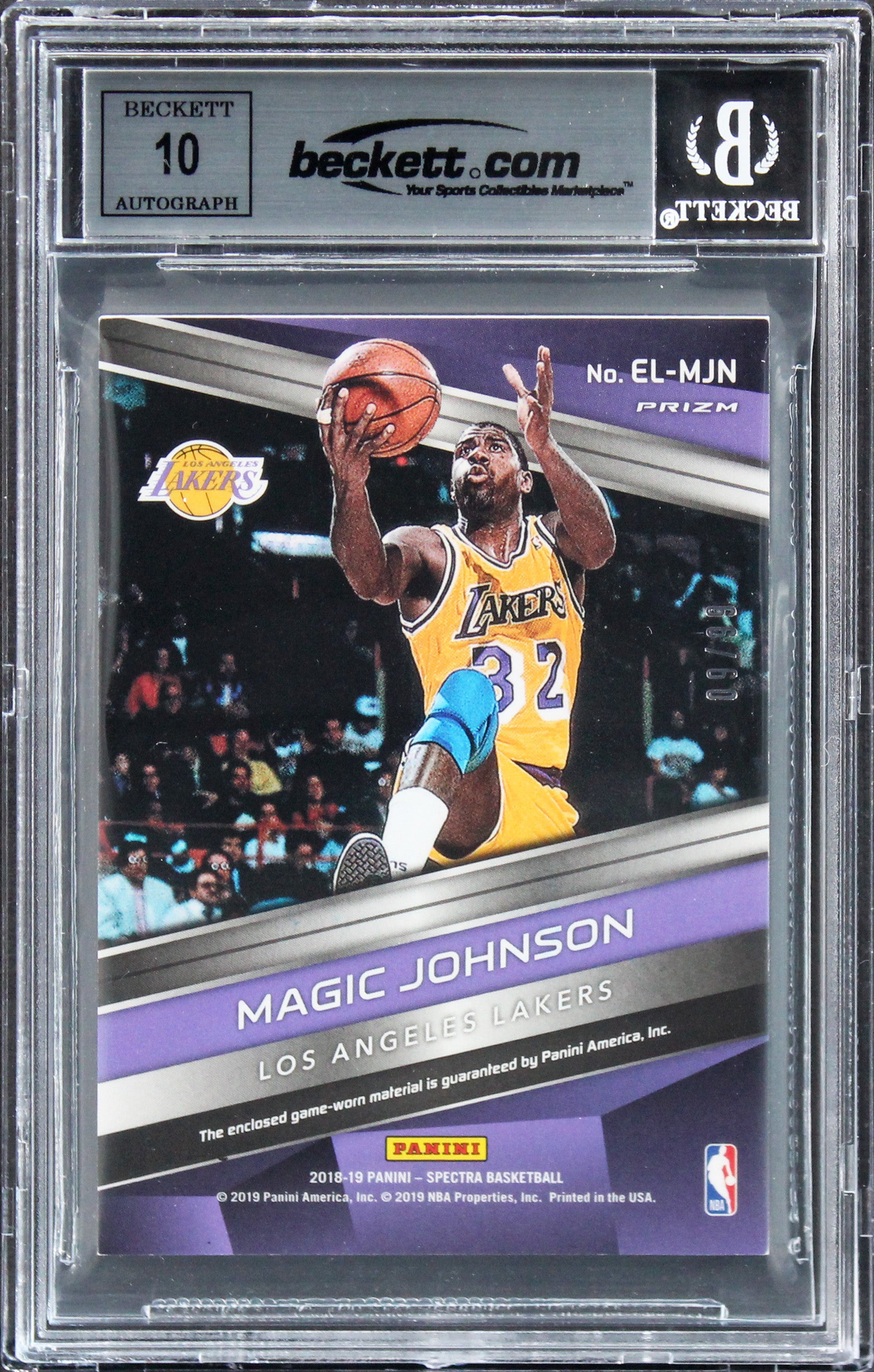 Magic Johnson Signed 2018 Panini Spectra Epic Legends #19 Card Auto 10! BAS Slab