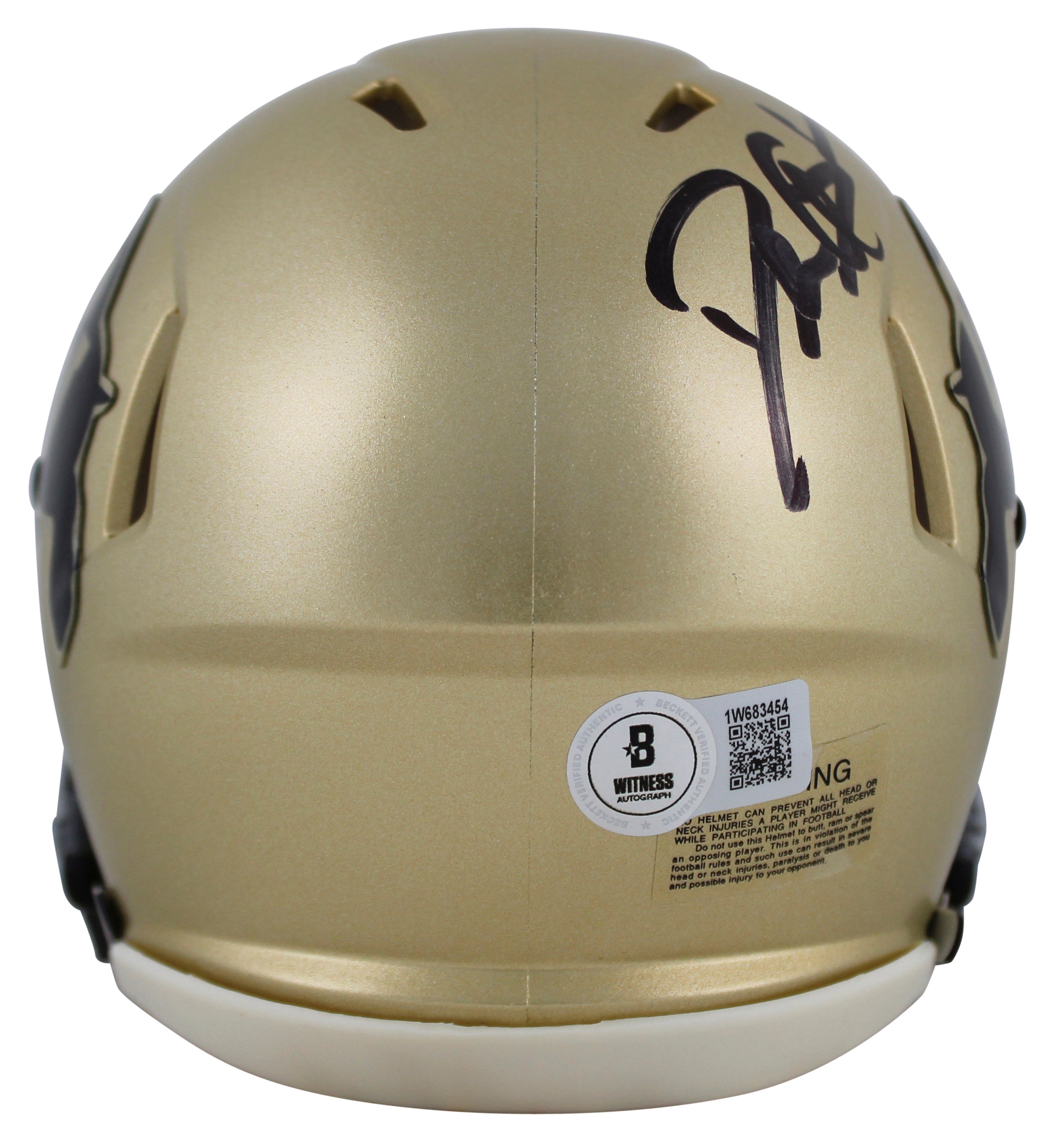 Colorado Deion Sanders Authentic Signed Gold Speed Mini Helmet BAS Witnessed