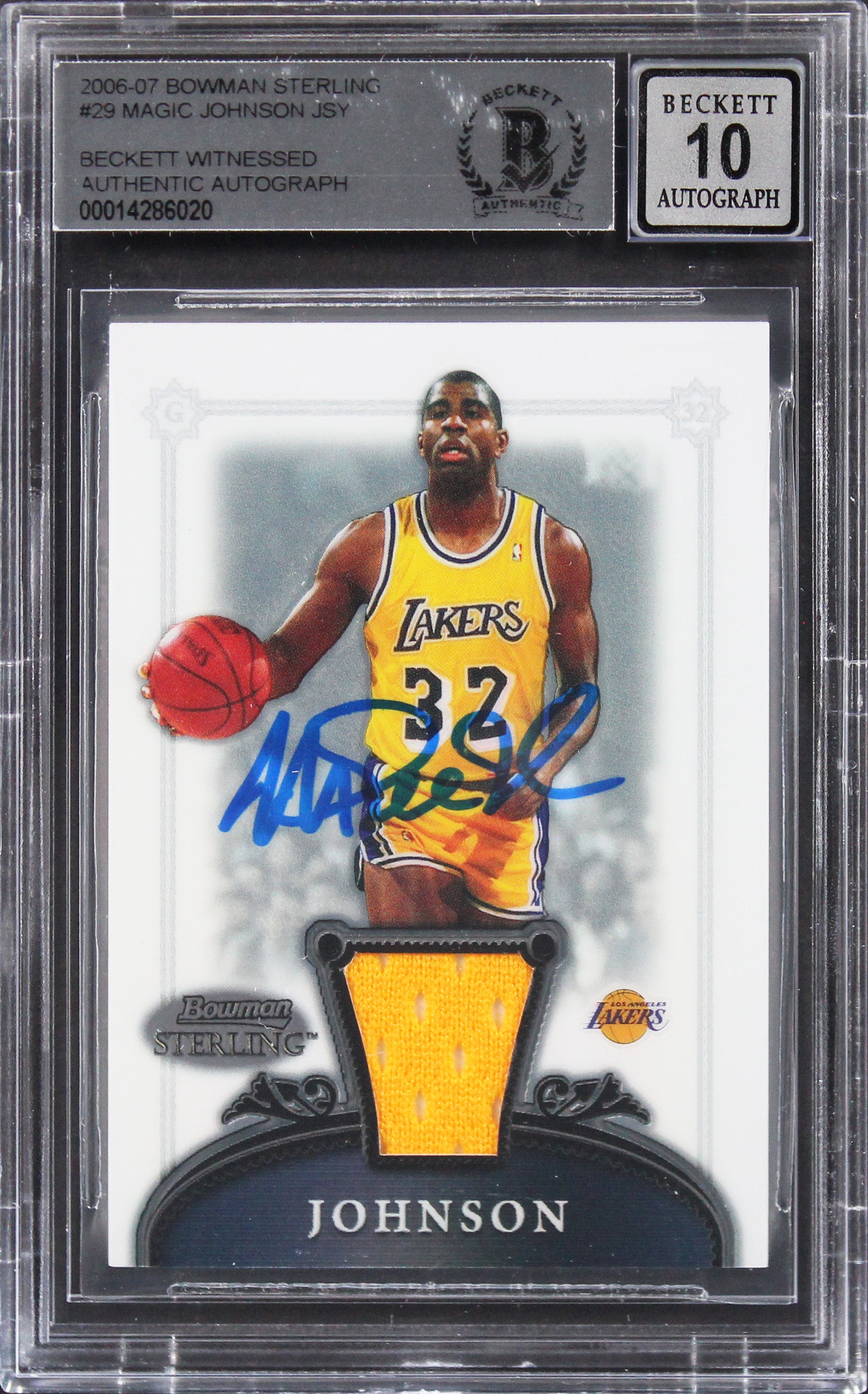 Lakers Magic Johnson Signed 2006 Bowman Sterling #29 Card Auto 10! BAS Slabbed 1