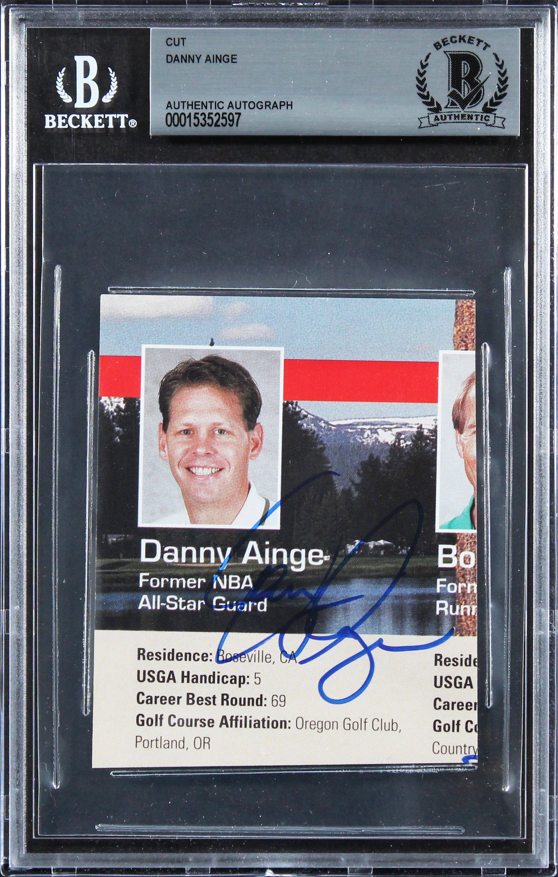 Celtics Danny Ainge Authentic Signed 3x3.75 Cut Signature BAS Slabbed