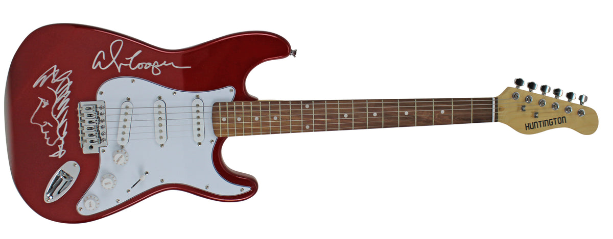 Alice Cooper Signed Red Electric Guitar w/ Self Portrait Sketch BAS #WC91110