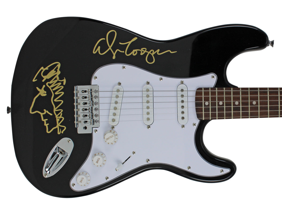 Alice Cooper Signed Black Electric Guitar w/ Self Portrait Sketch BAS #WC91081