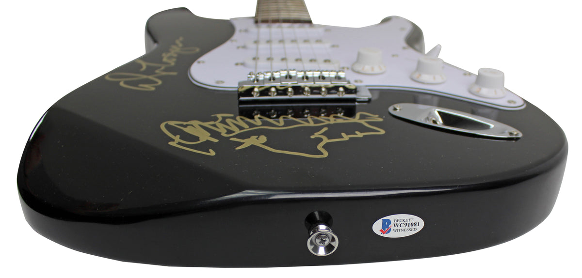 Alice Cooper Signed Black Electric Guitar w/ Self Portrait Sketch BAS #WC91081