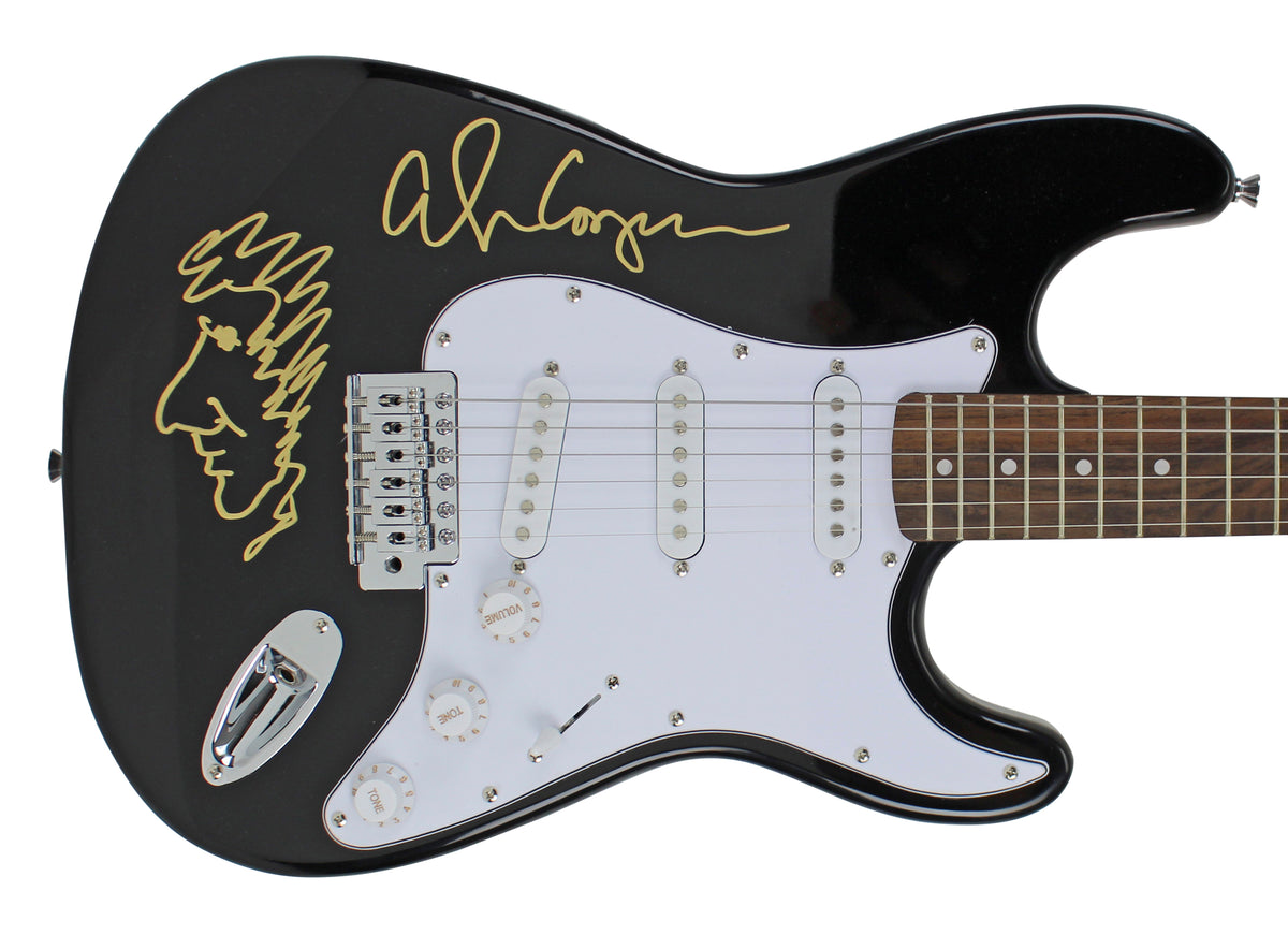 Alice Cooper Signed Black Electric Guitar w/ Self Portrait Sketch BAS #WC91080