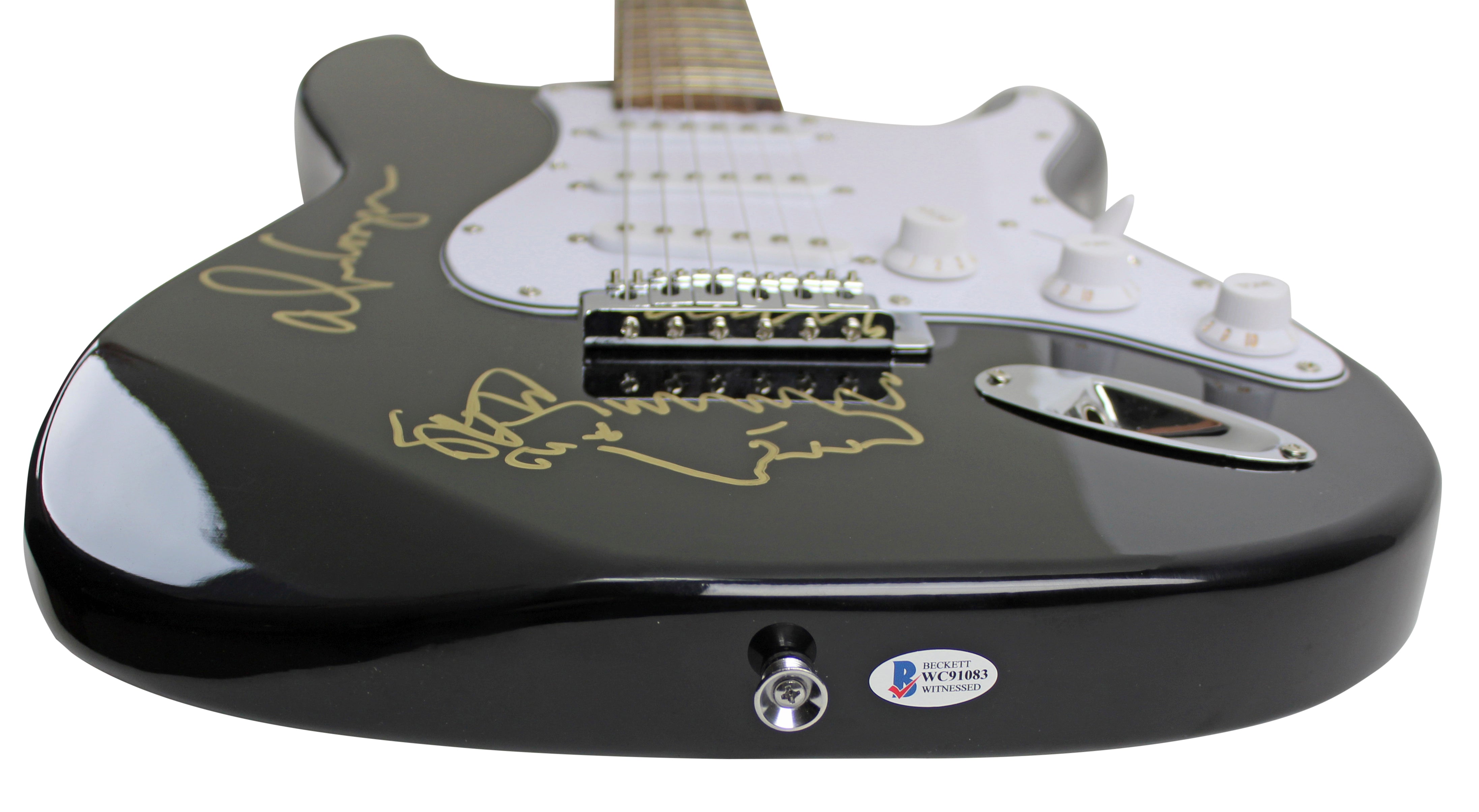 Alice Cooper Signed Black Electric Guitar w/ Self Portrait Sketch BAS #WC91083