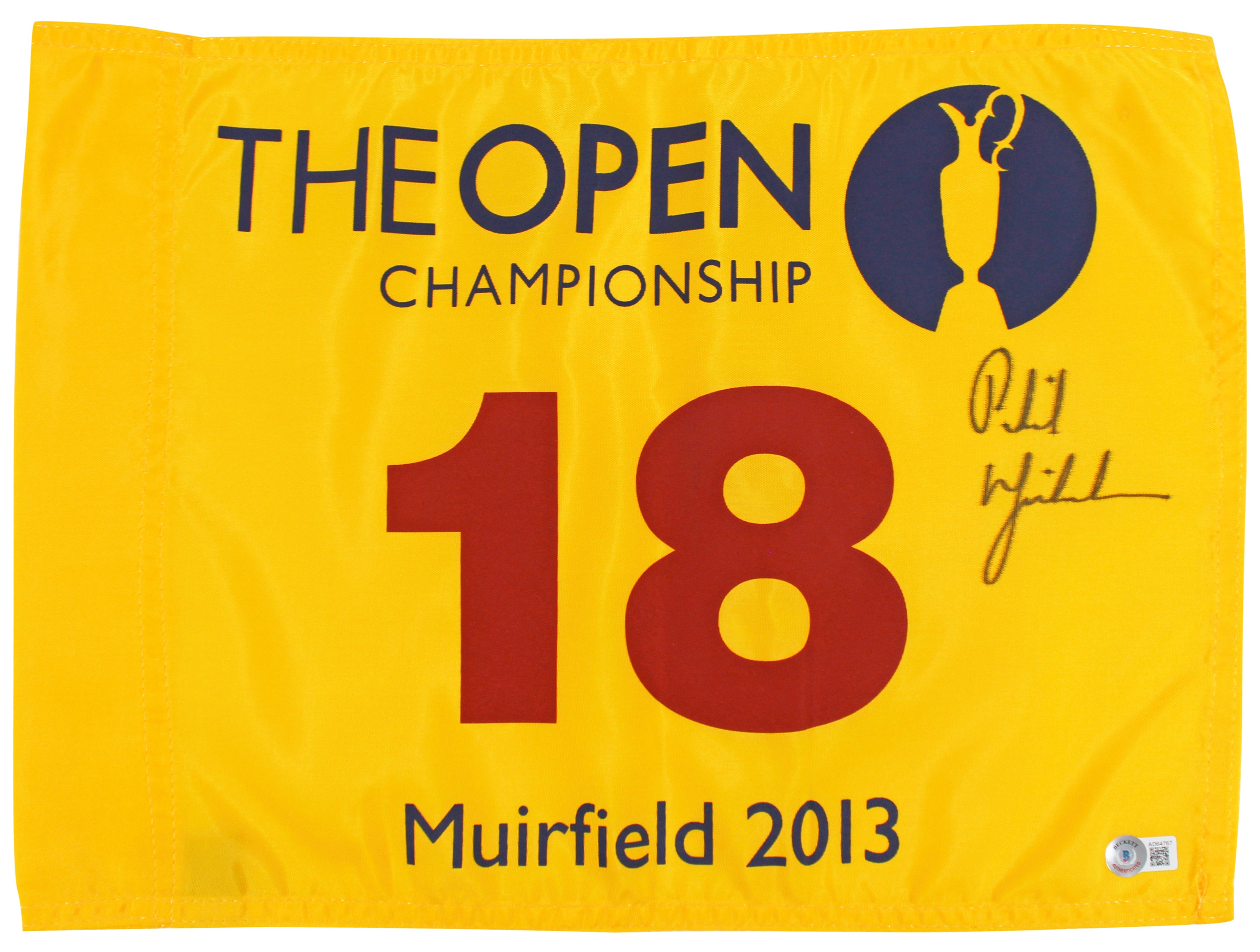 Phil Mickelson Signed Muirfield 2013 Open Championship Pin Flag BAS #AD64767