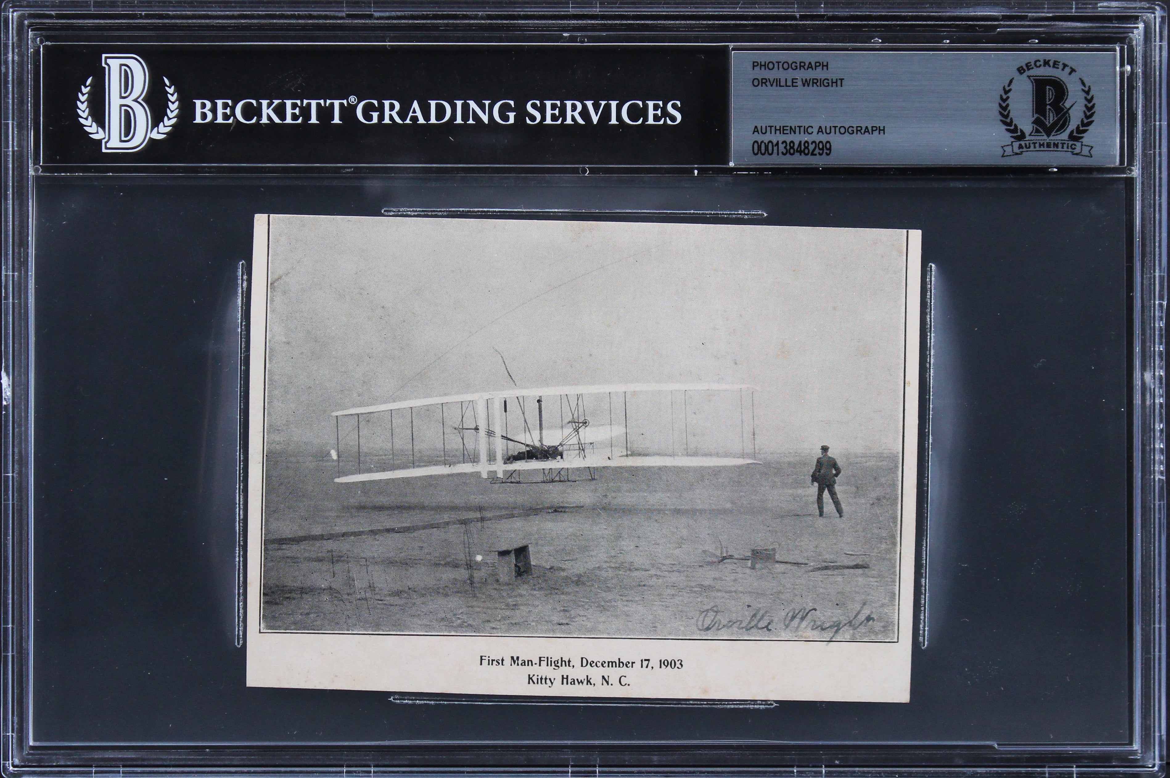 Orville Wright Authentic Signed 3.75x5.25 Photo Autographed BAS Slabbed