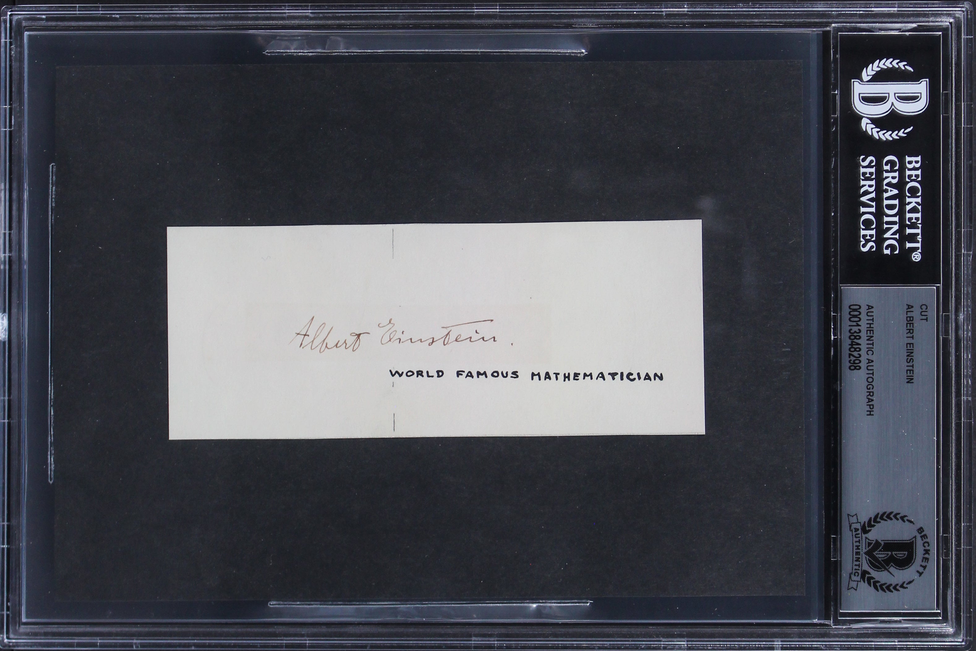 Albert Einstein Authentic Signed 2x5 Cut Signature Autographed BAS Slabbed