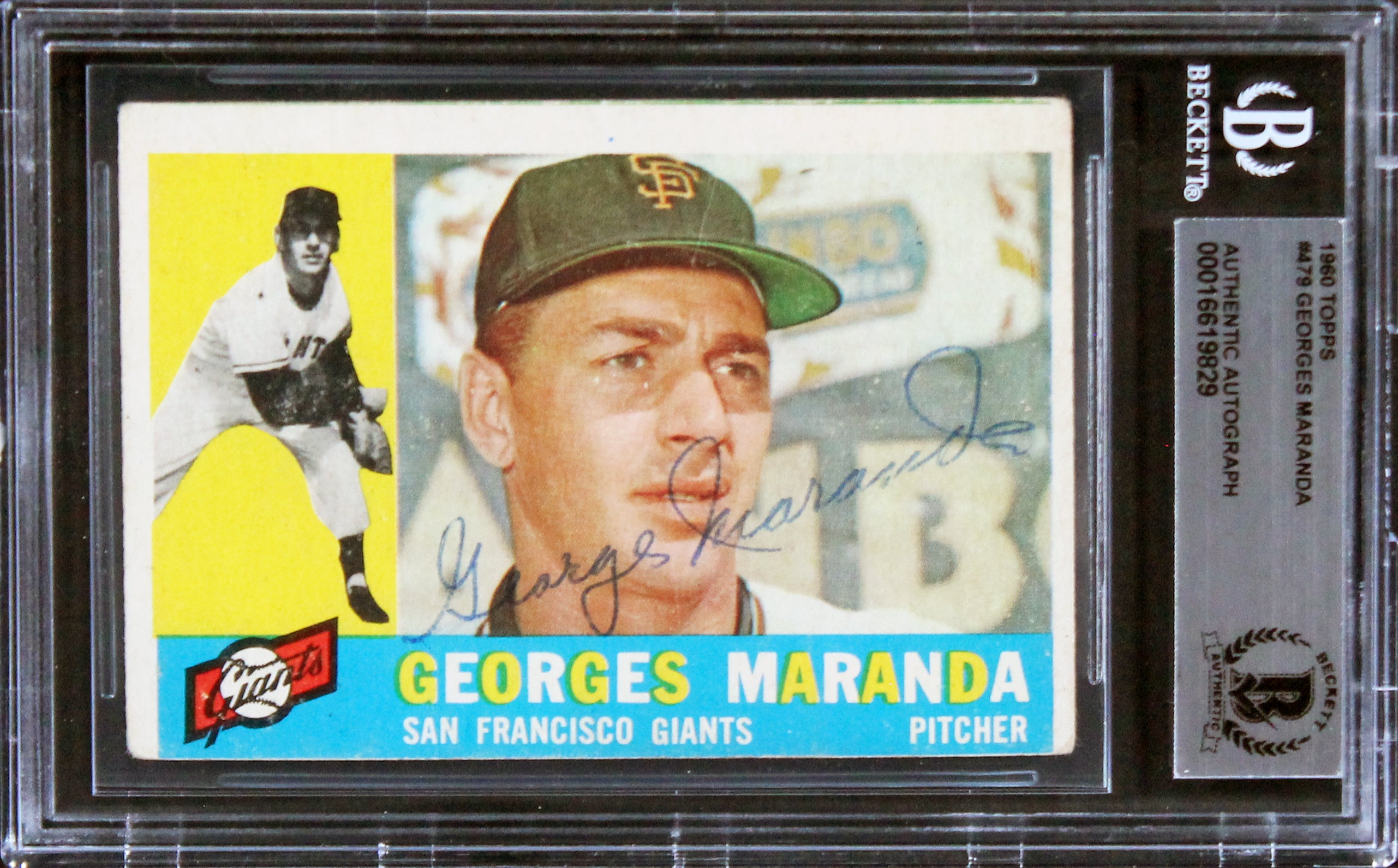 Giants Georges Maranda Authentic Signed 1960 Topps #479 Card BAS Slabbed