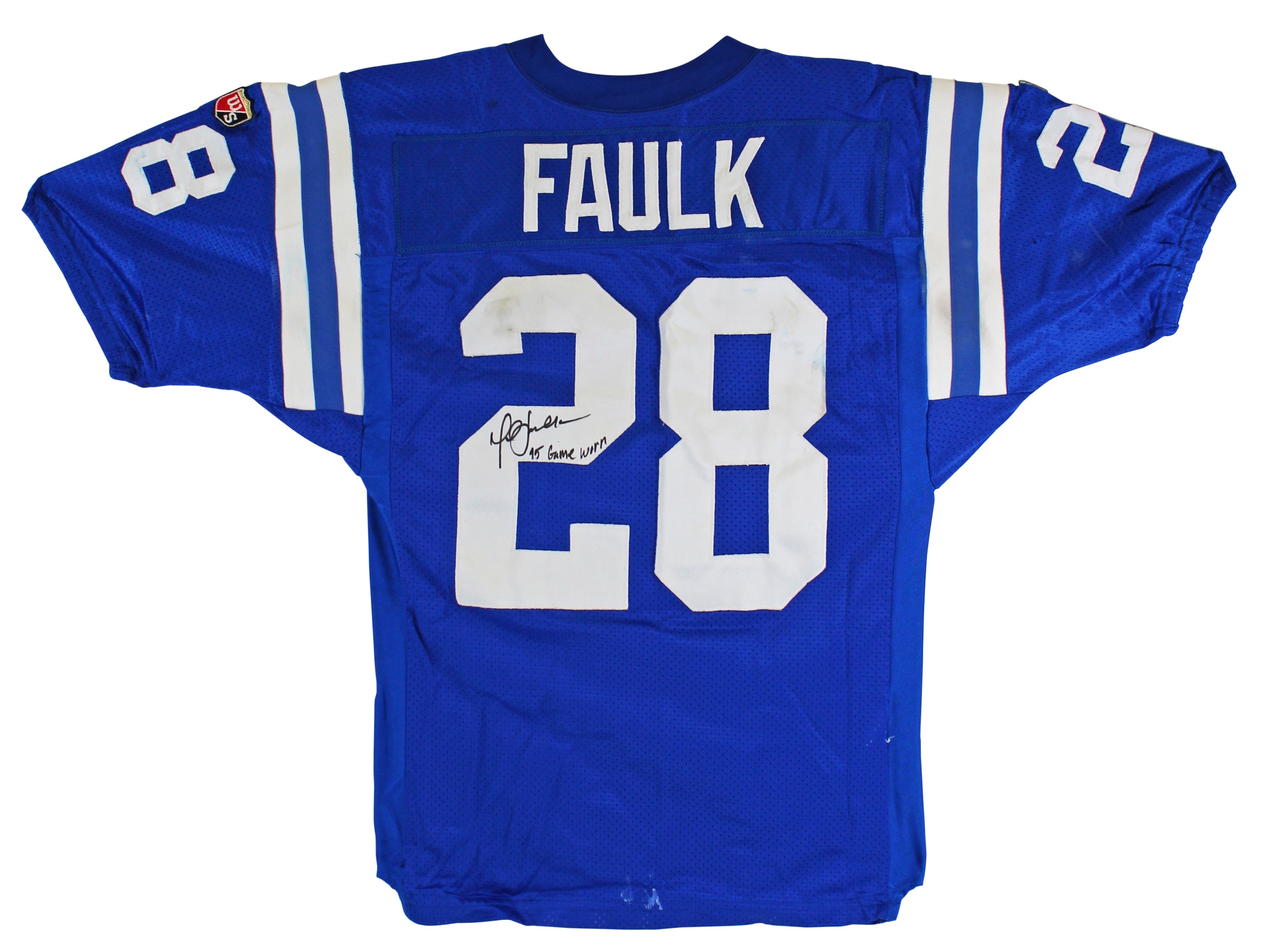 Colts Marshall Faulk "95 Game Worn" Signed Wilson Size 46 Jersey Mears & BAS