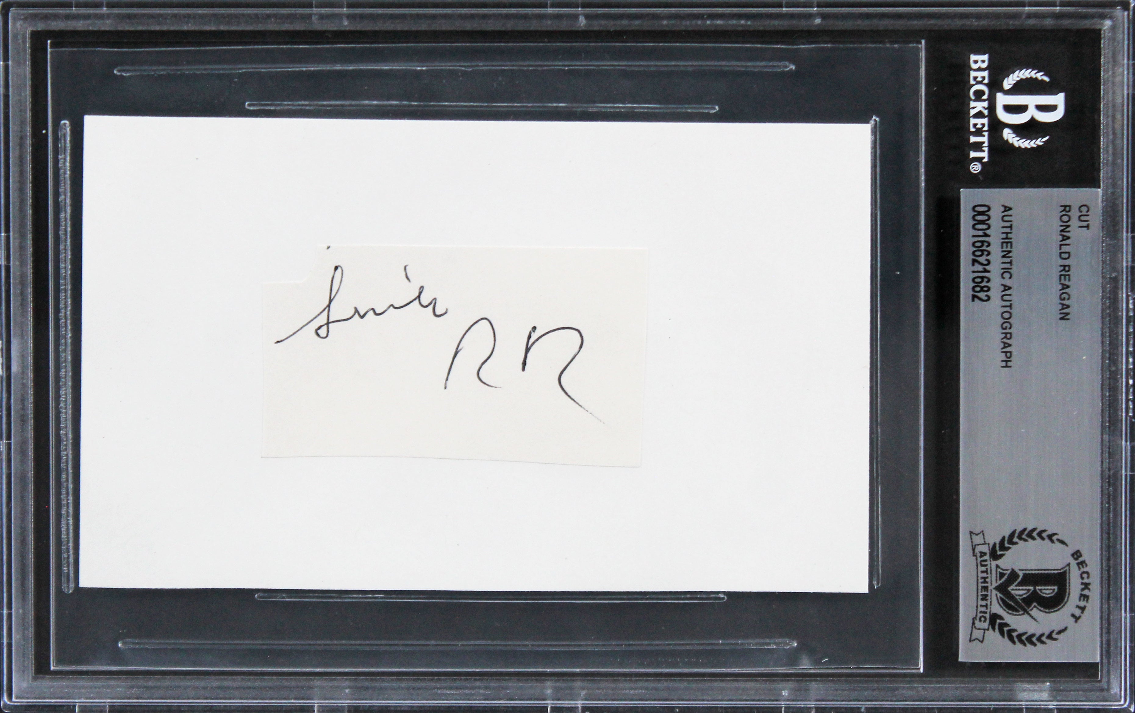 Ronald Reagan Authentic Signed 1.5x2.5 Cut Signature Autographed BAS Slabbed