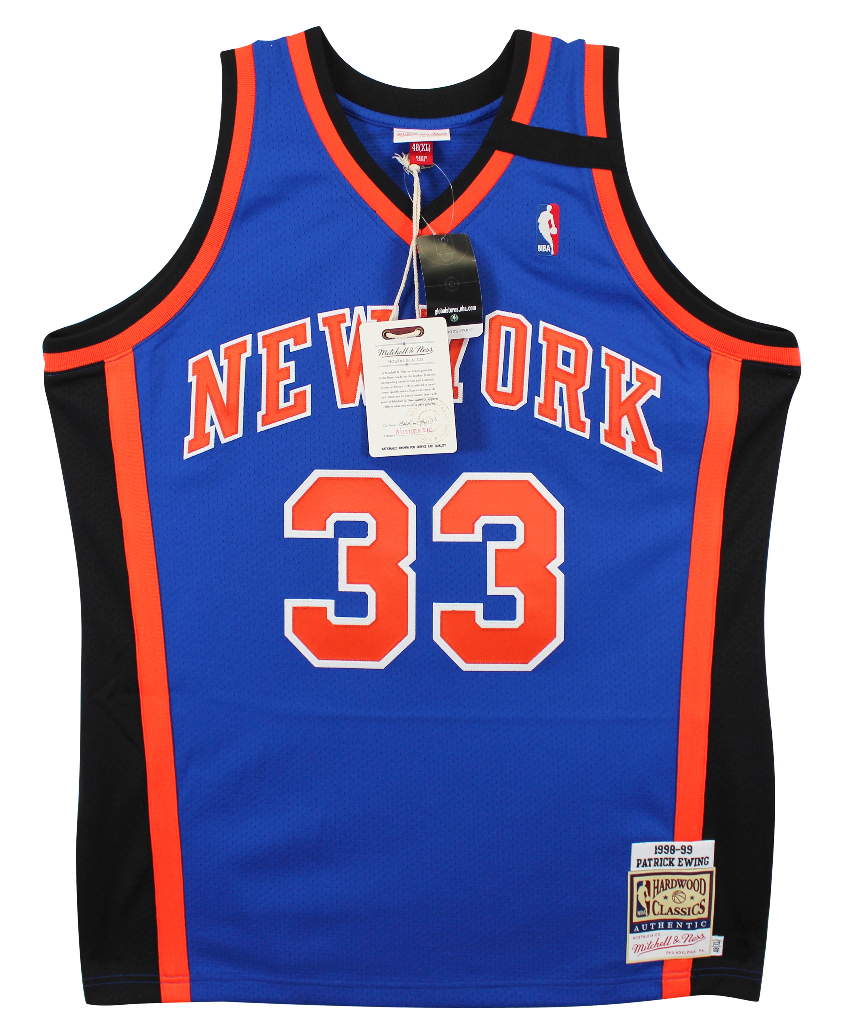 Knicks Patrick Ewing Signed Blue M&N 1998-99 HWC Authentic Jersey BAS #1W470529