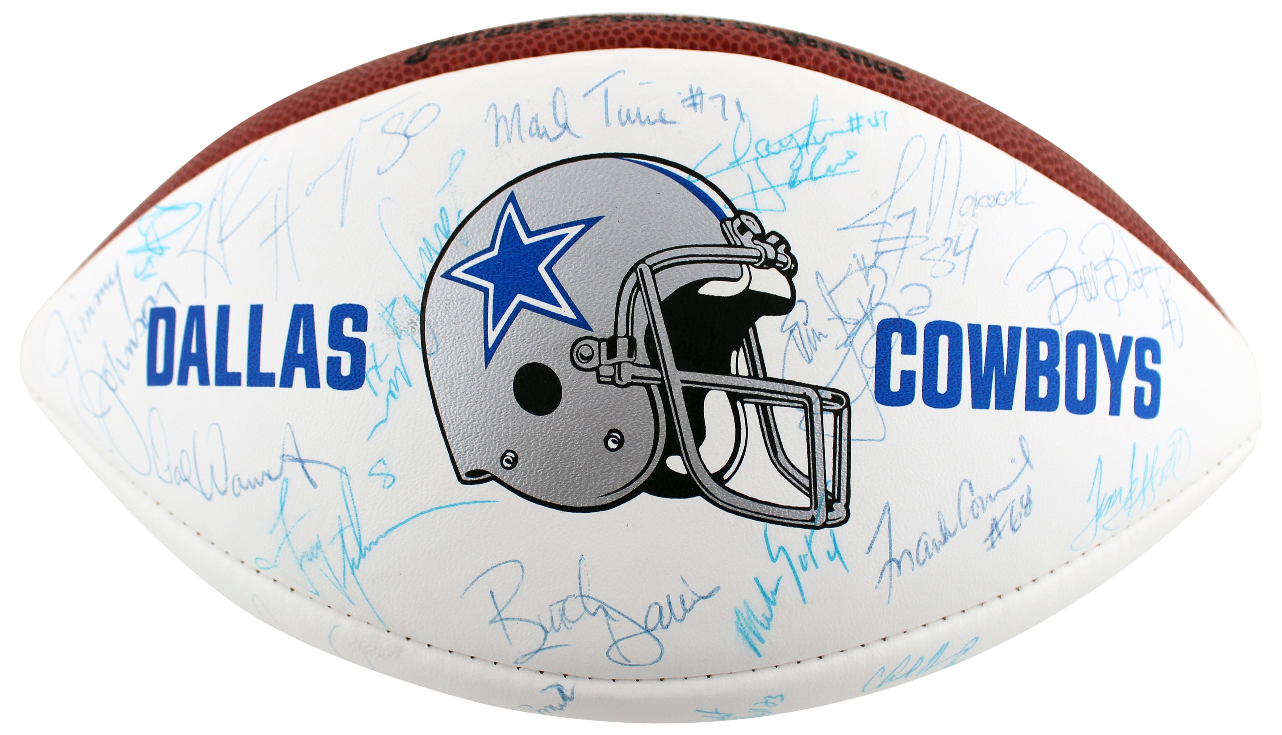 1992 Cowboys (40) Smith, Aikman, Irvin +37 Signed White Panel Logo Football BAS