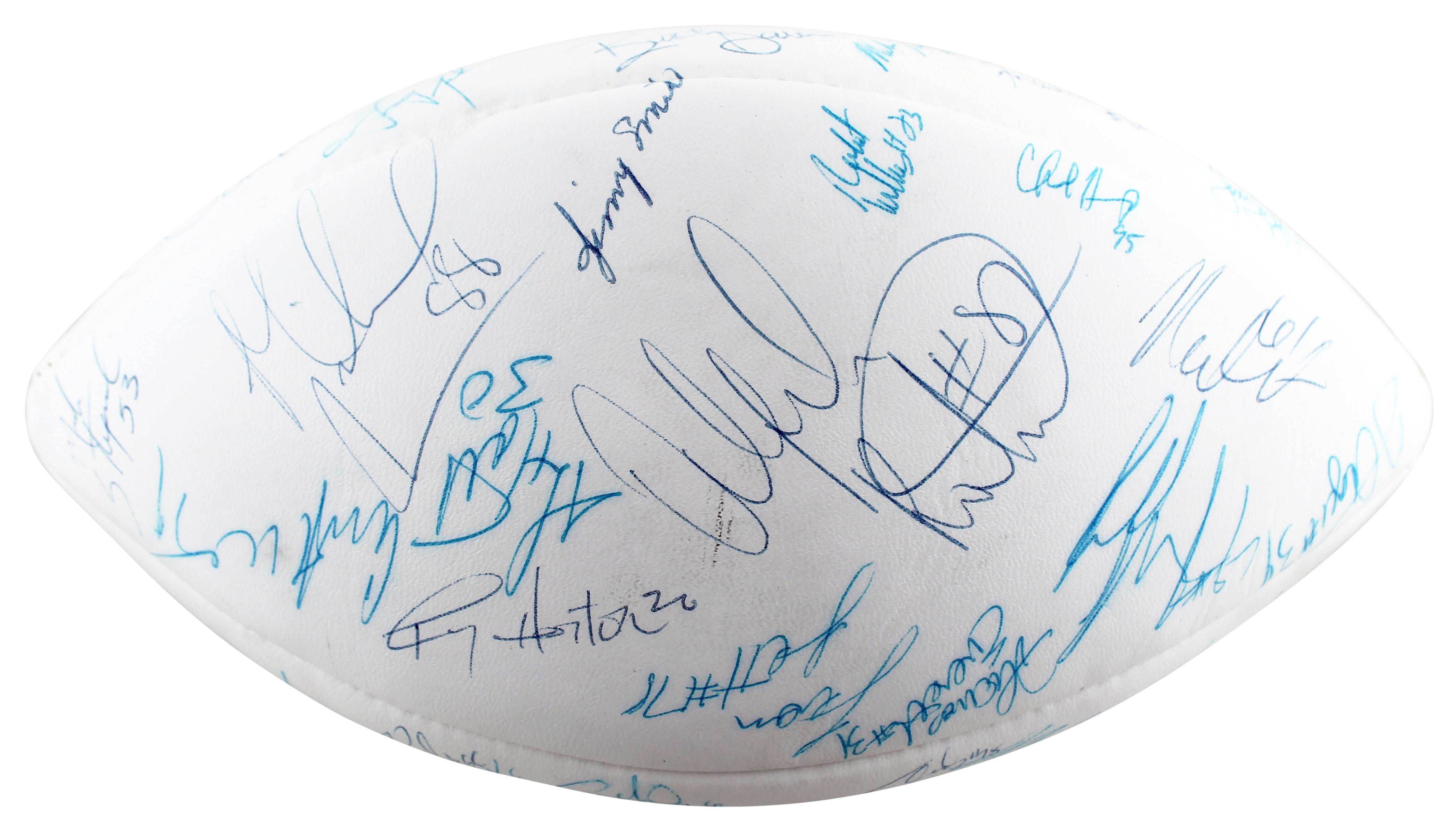 1992 Cowboys (40) Smith, Aikman, Irvin +37 Signed White Panel Logo Football BAS