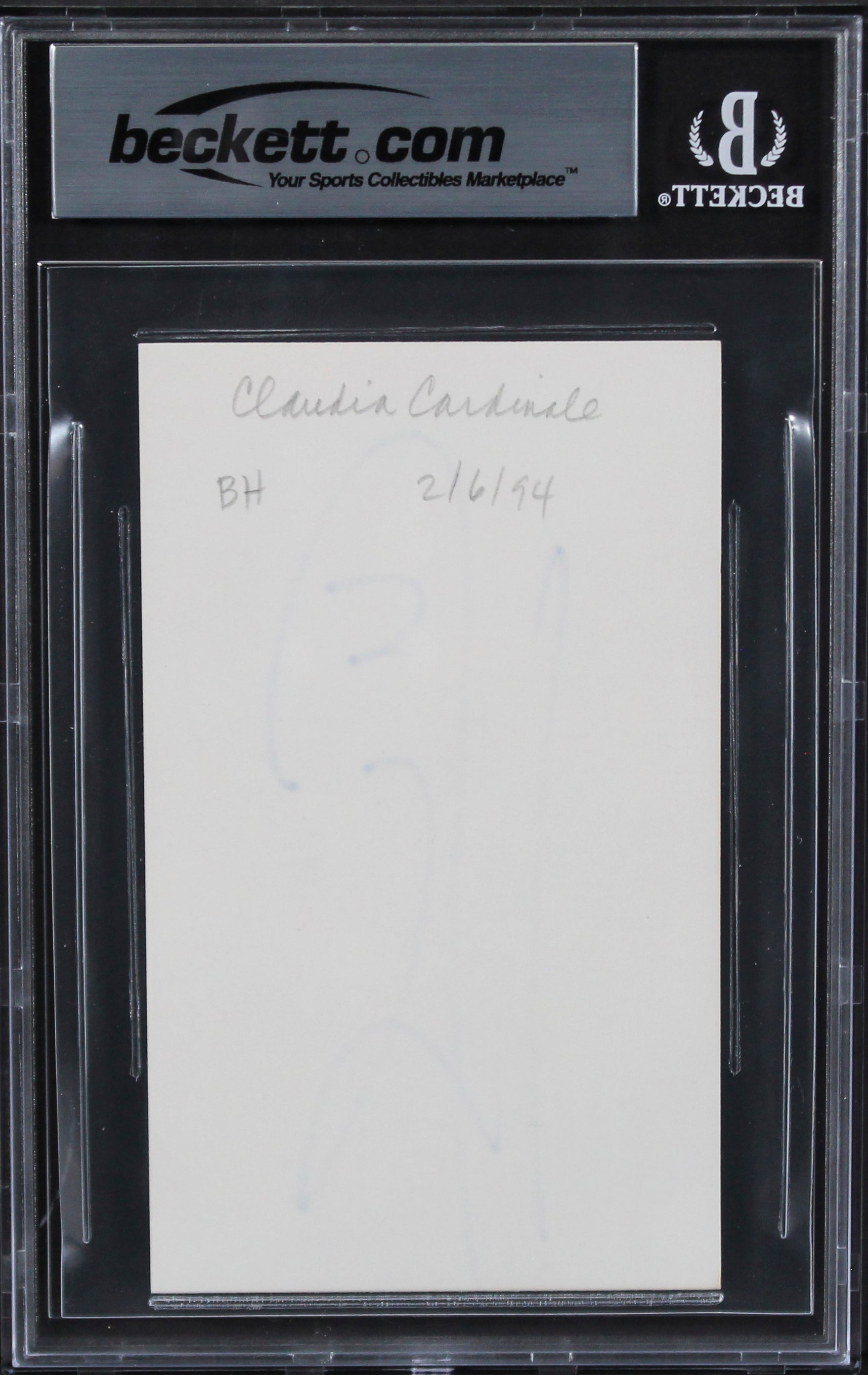 Claudia Cardinale Once Upon a Time in the West Signed 3x5 Index Card BAS Slab 2