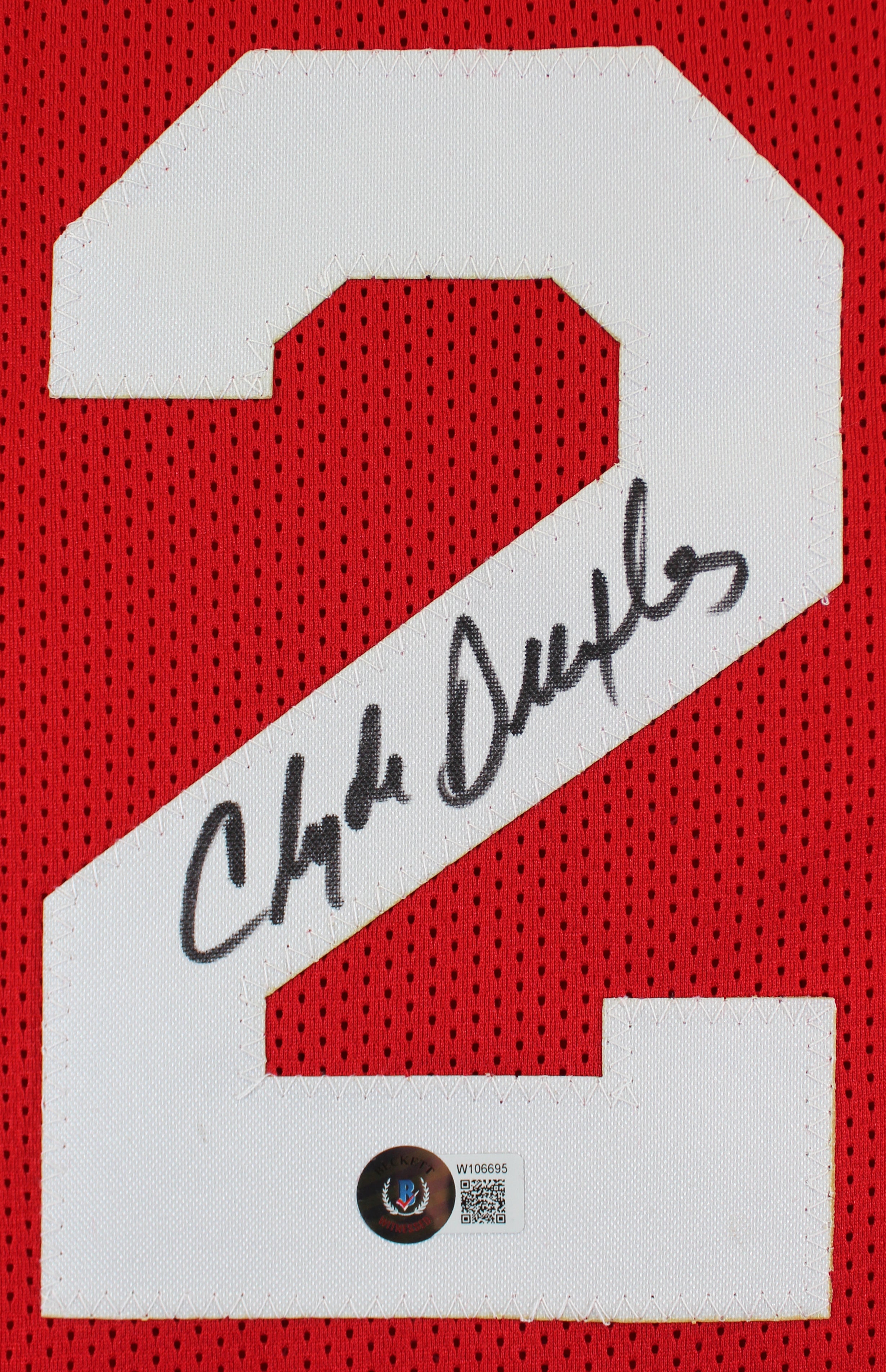 Clyde Drexler Authentic Signed Red Pro Style Jersey Autographed BAS Witnessed