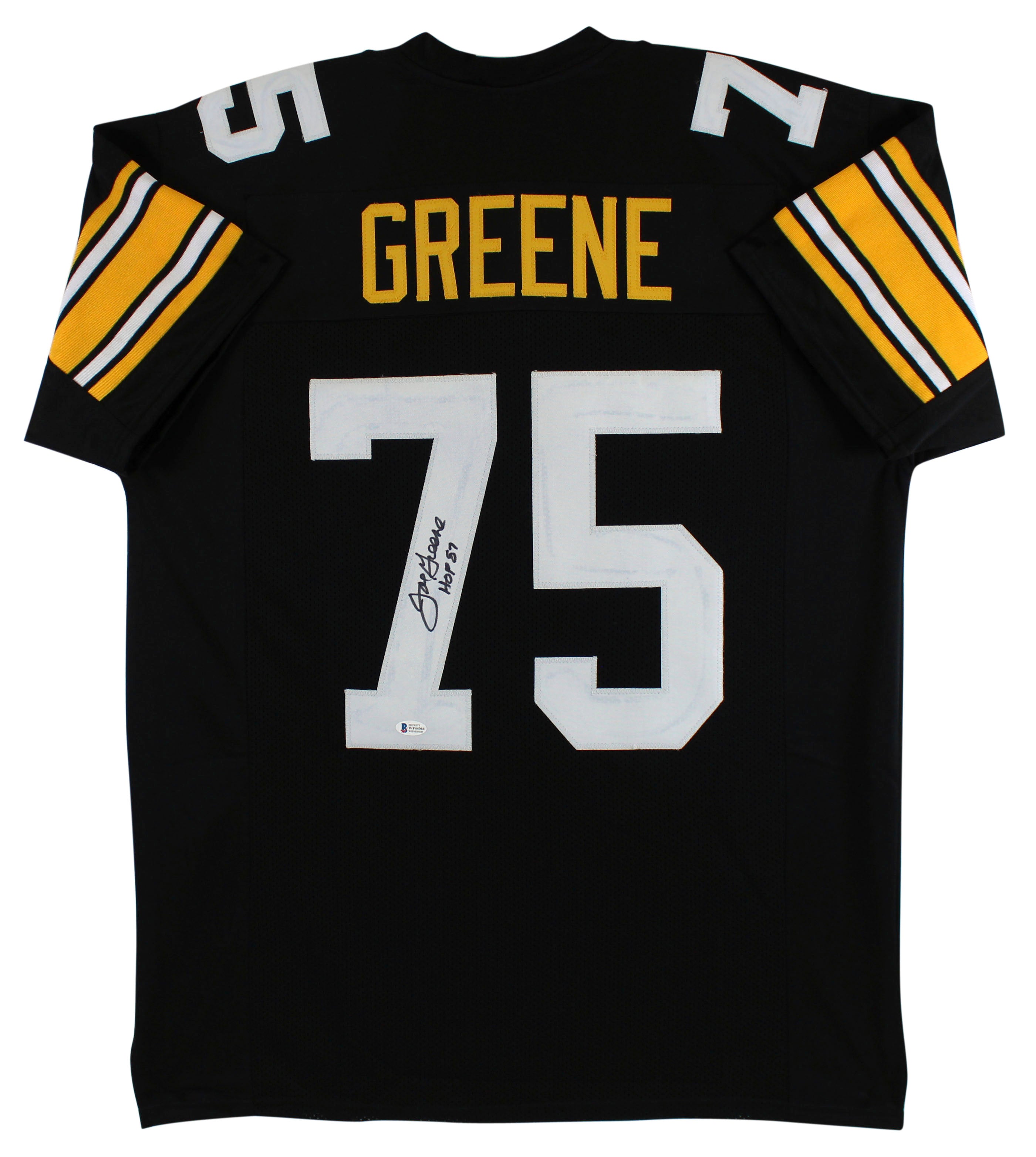 ** HOLIDAY DOORBUSTER ** Joe Greene "HOF 87" Authentic Signed Black Pro Style Jersey BAS Witnessed