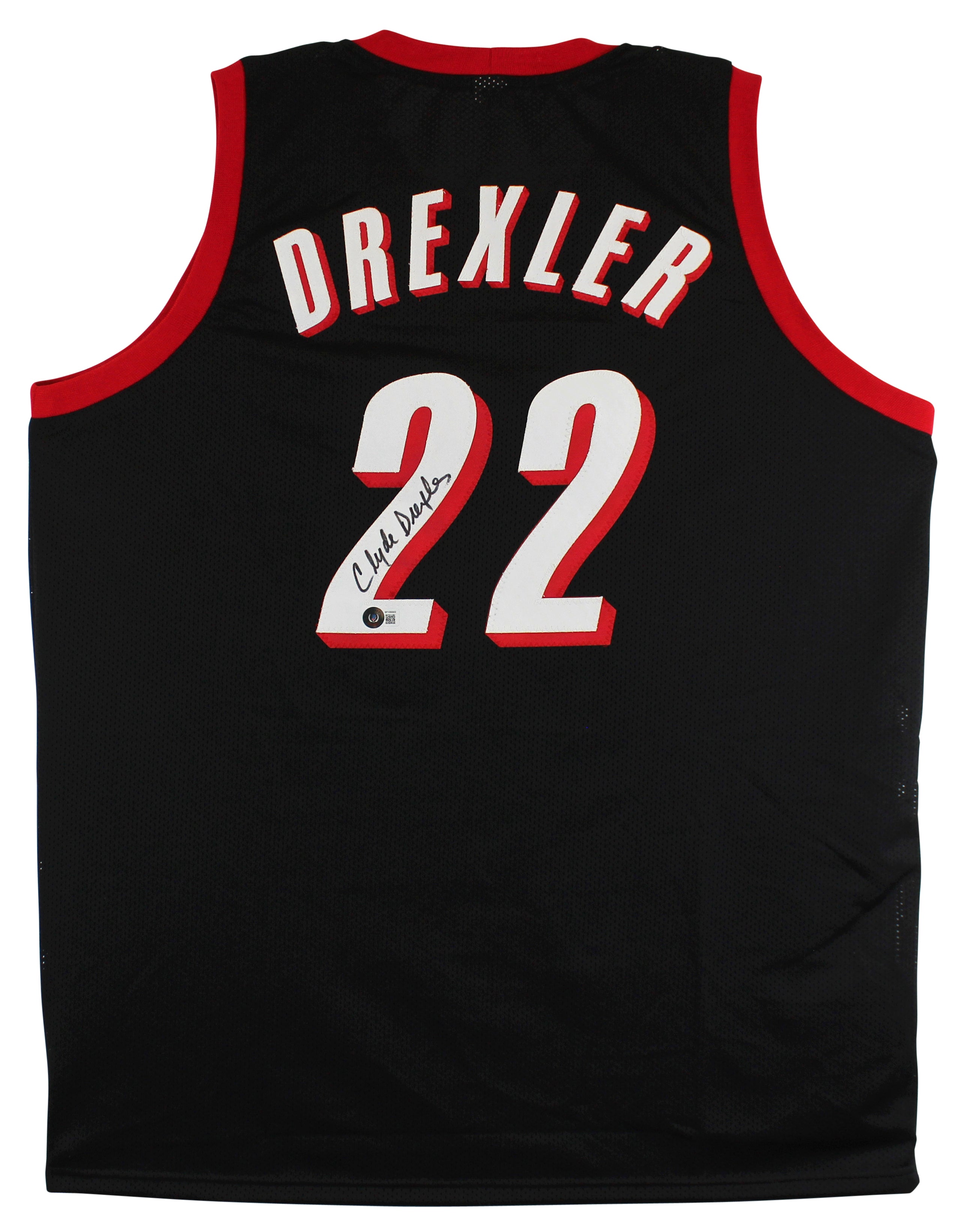 Clyde Drexler Authentic Signed Black Pro Style Jersey Autographed BAS Witnessed