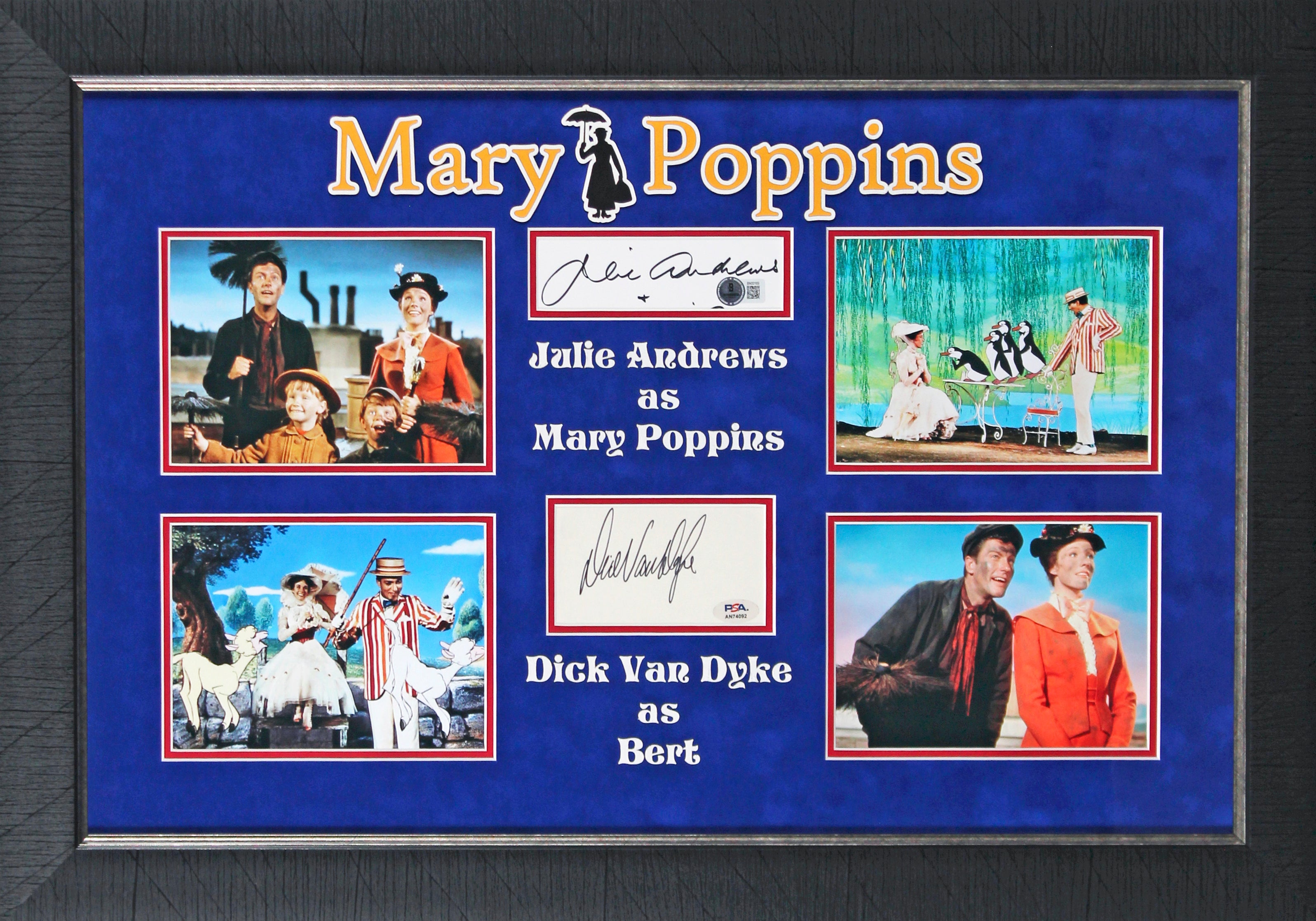 Julie Andrews & Dick Van Dyke Mary Poppins Authentic Signed Framed Display BAS