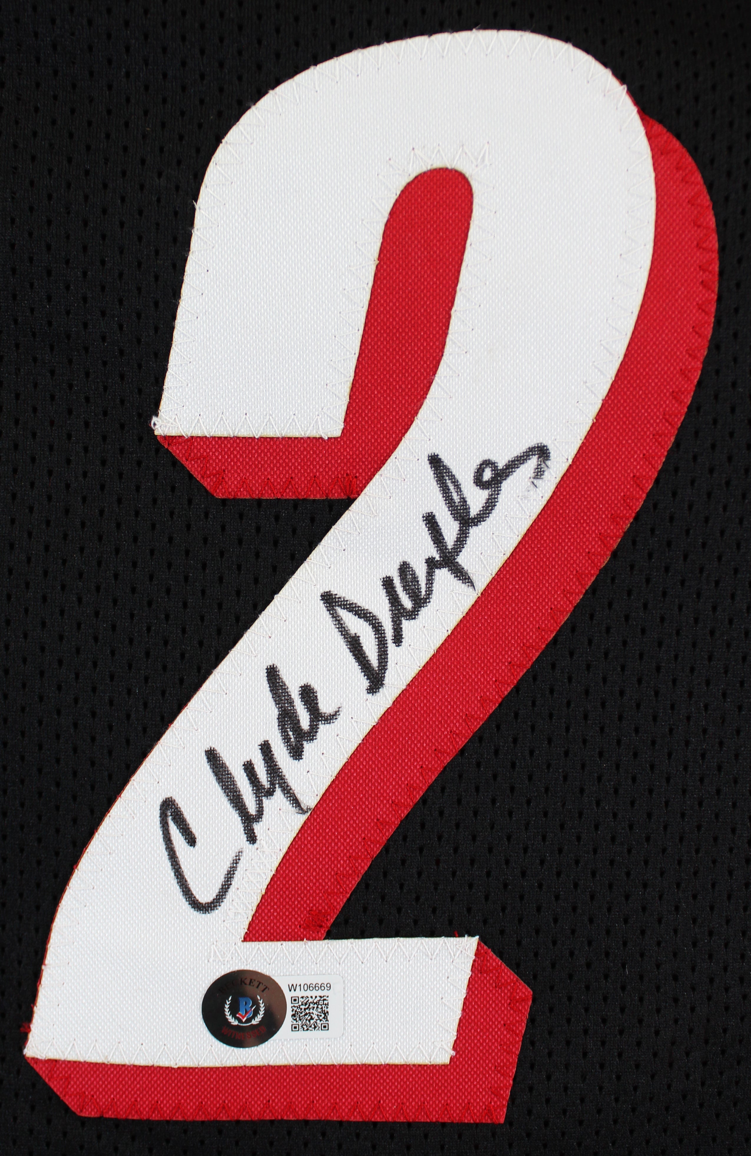 Clyde Drexler Authentic Signed Black Pro Style Jersey Autographed BAS Witnessed